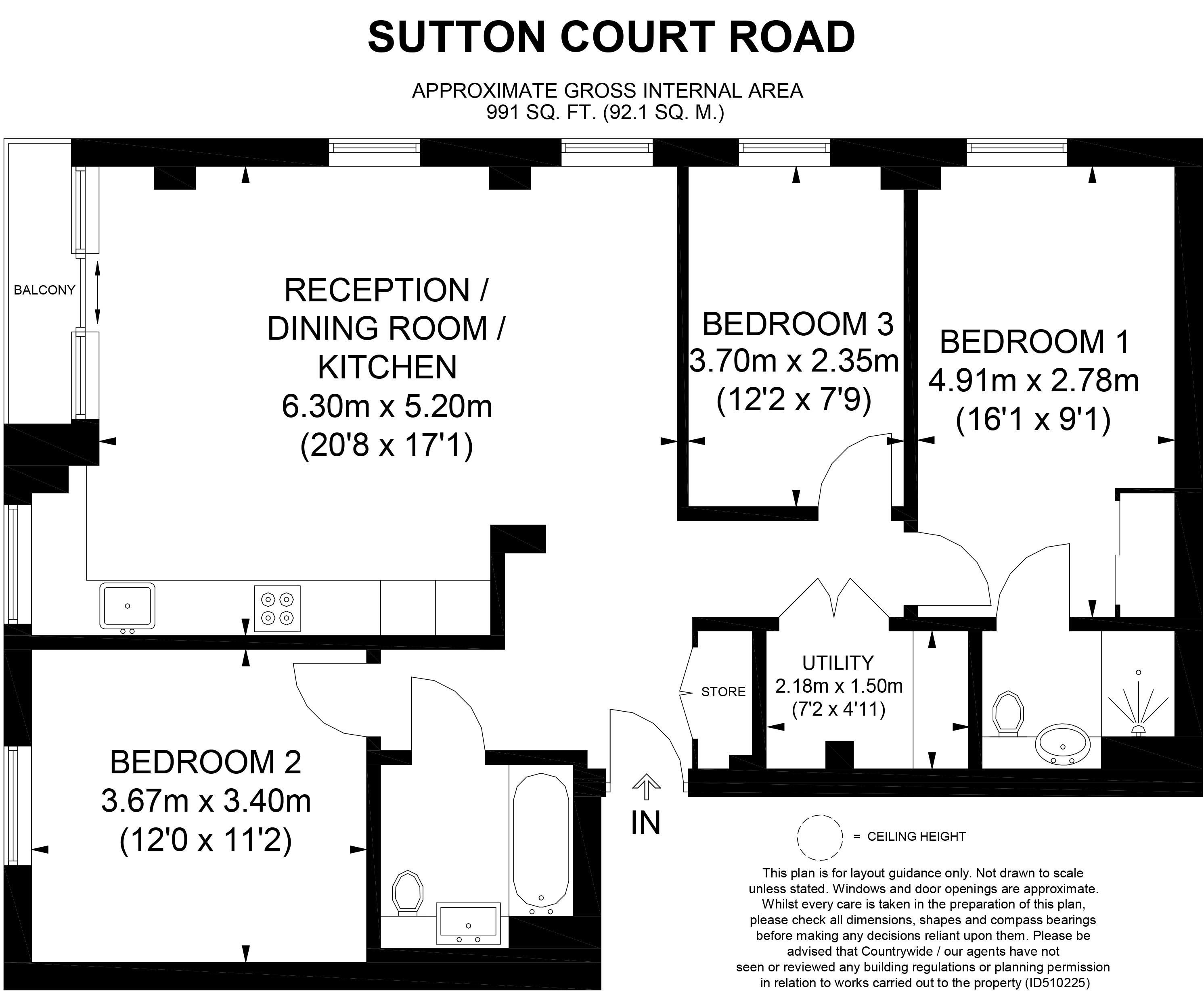 3 Bedrooms Flat to rent in Sutton Court Road, Sutton SM1