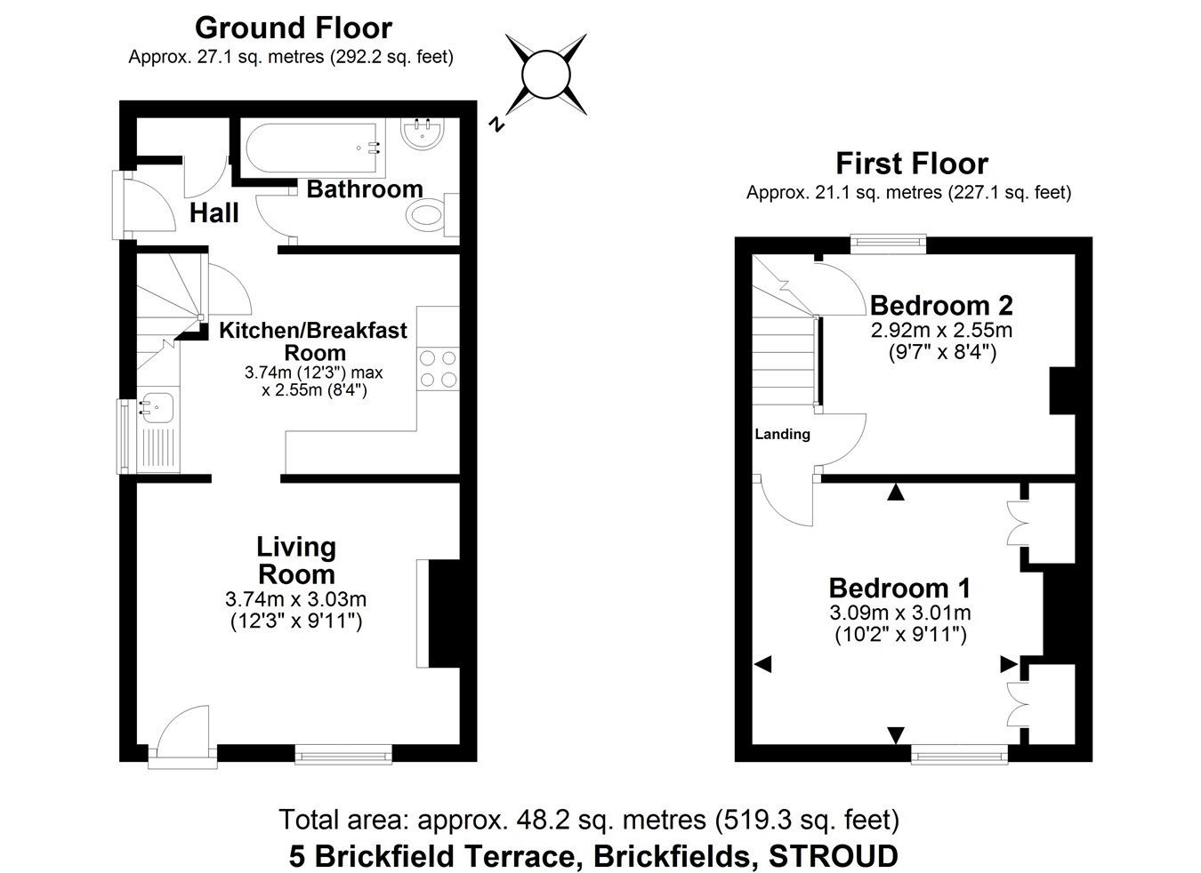 2 Bedrooms Semi-detached house for sale in Brickfields, Stroud GL5