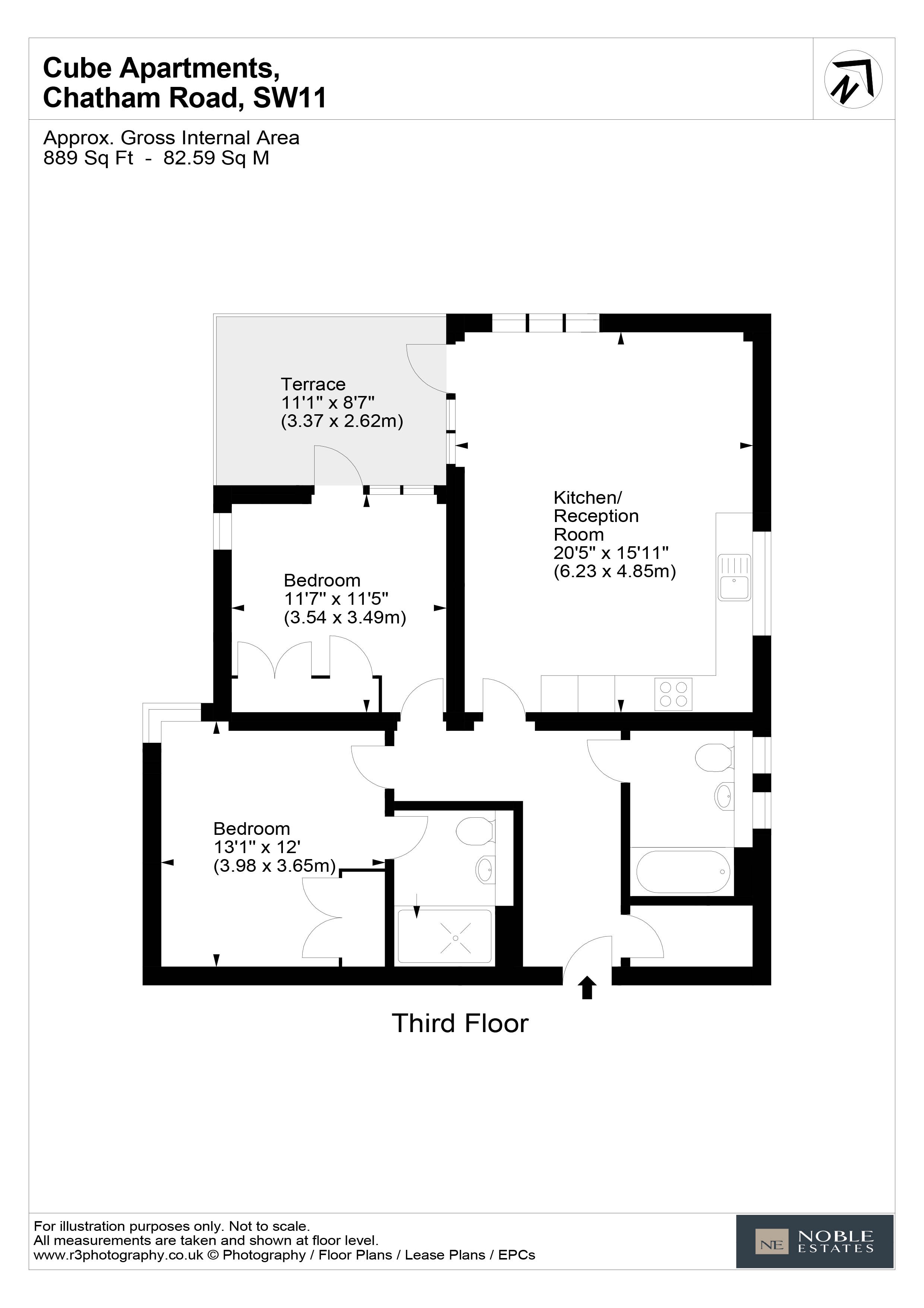 7 Cube Apartments, 119, Chatham Road, London floorplan