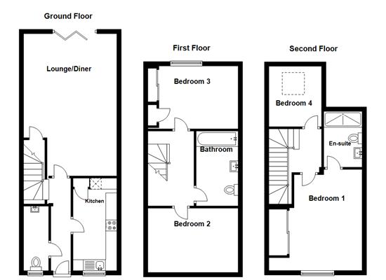 4 Bedrooms Town house to rent in Wickham Road, Snodland ME6