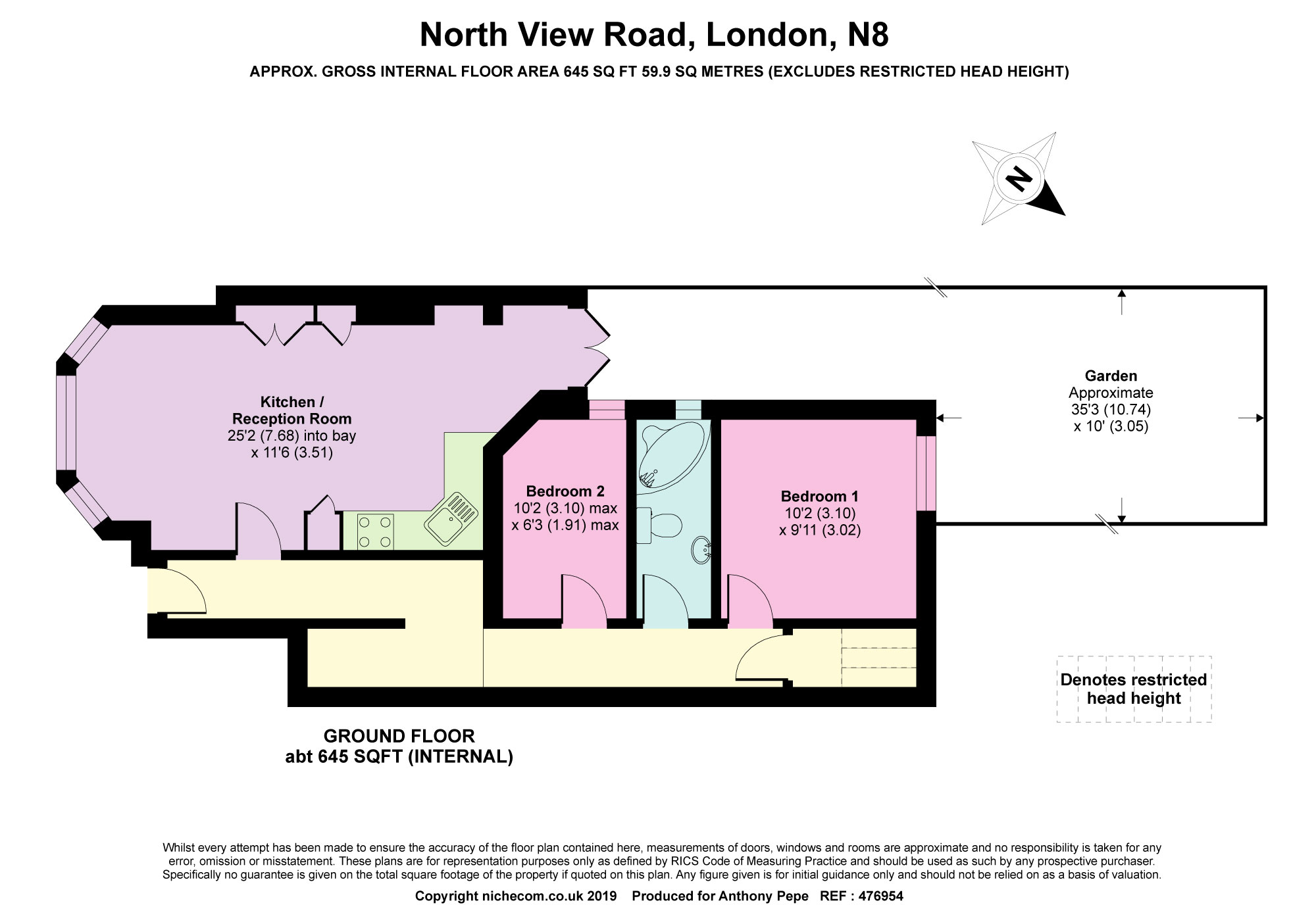 2 Bedrooms Flat for sale in North View Road, London N8