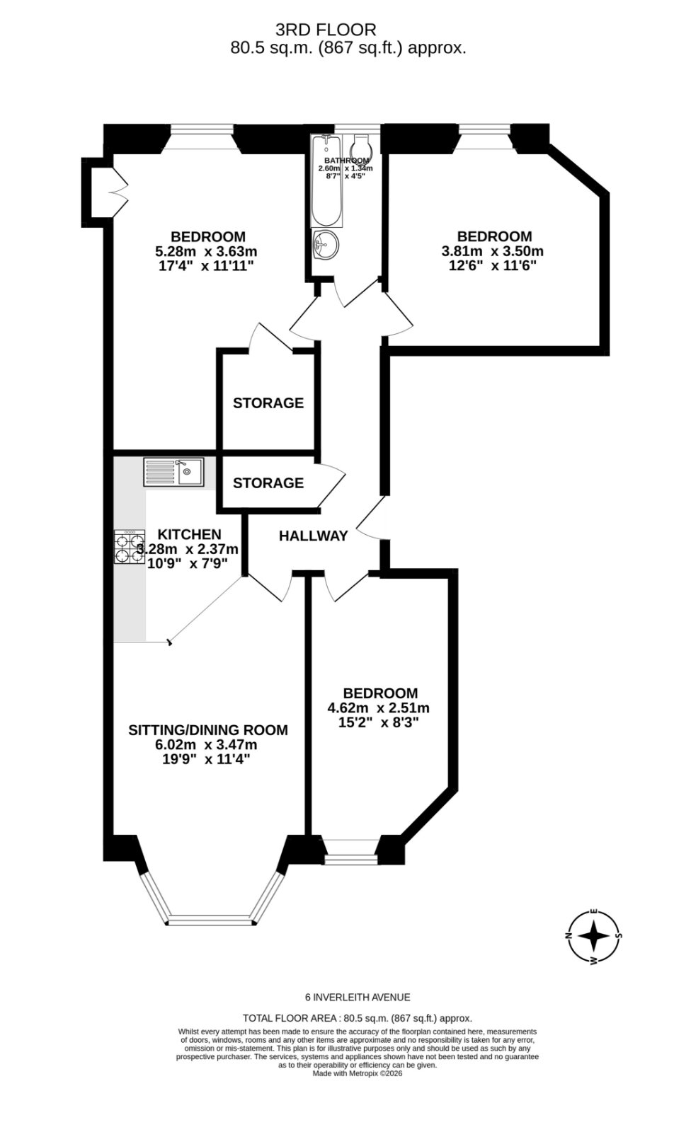 6 (3F2) Inverleith Avenue, Edinburgh floorplan