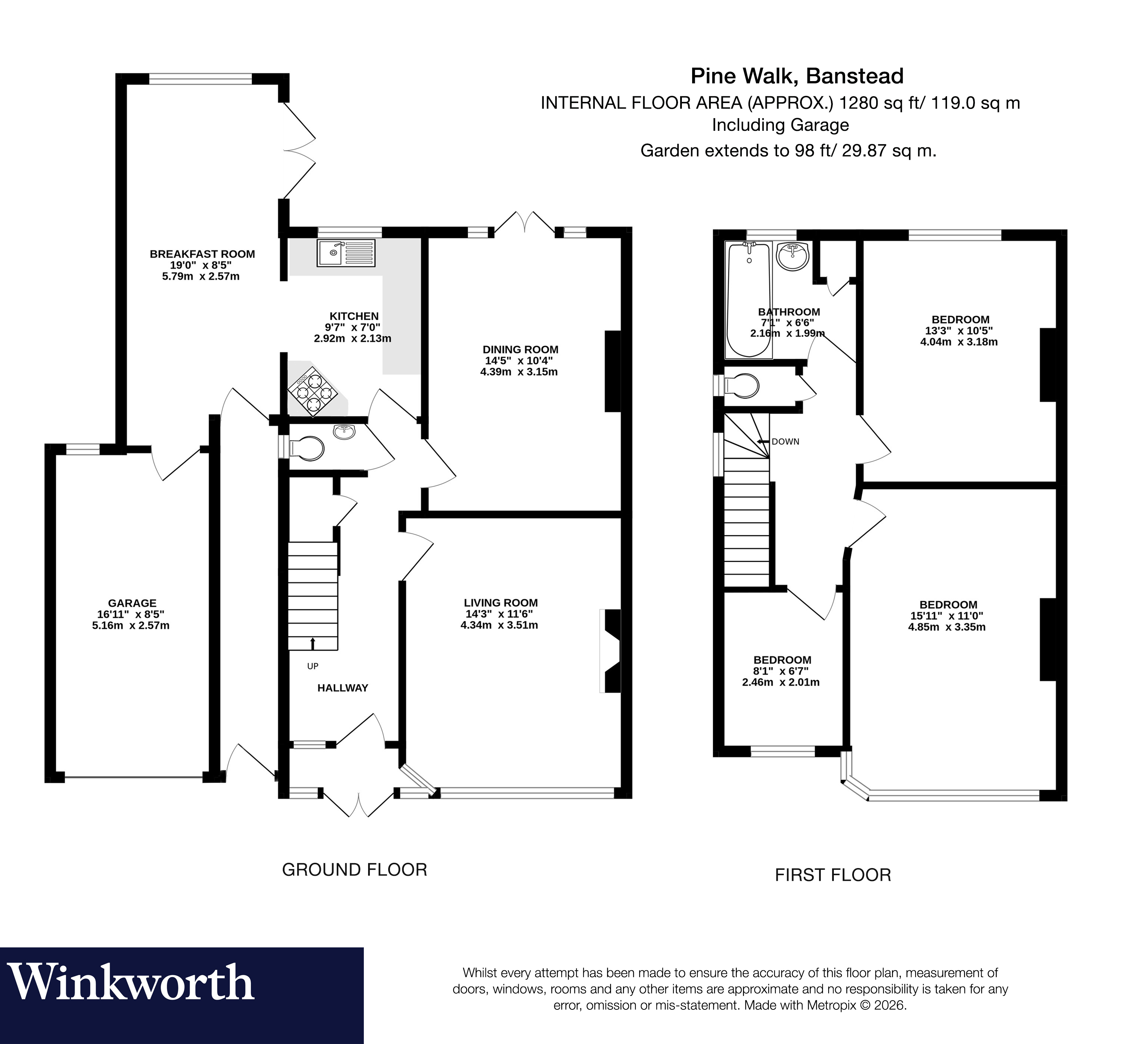 17, Pine Walk, Surrey floorplan