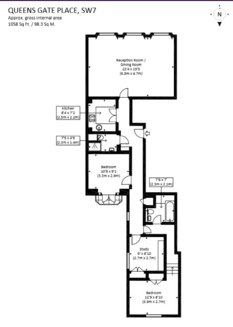 3 Bedrooms Flat to rent in Queen's Gate Place, London SW7