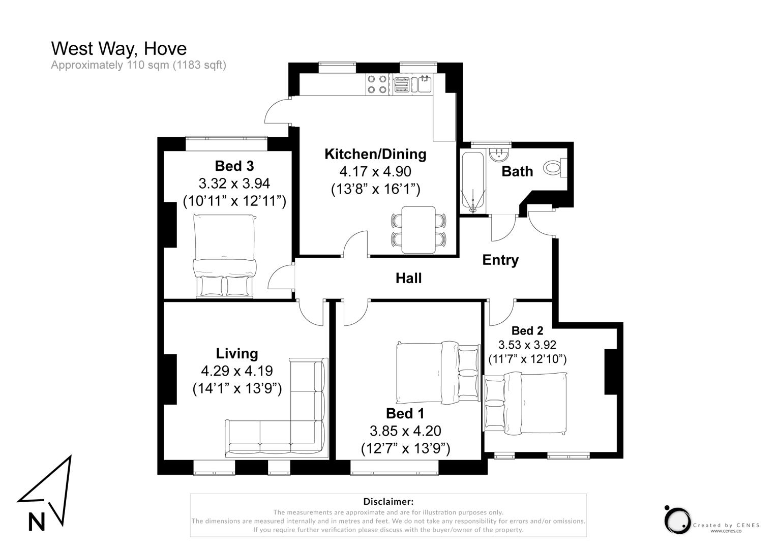 3A, West Way, Hove floorplan