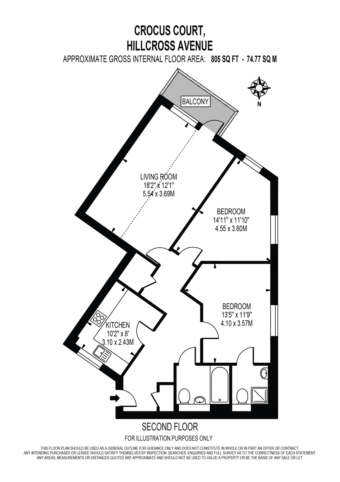 Flat 8, Crocus Court, 418, Hillcross Avenue, Morden floorplan