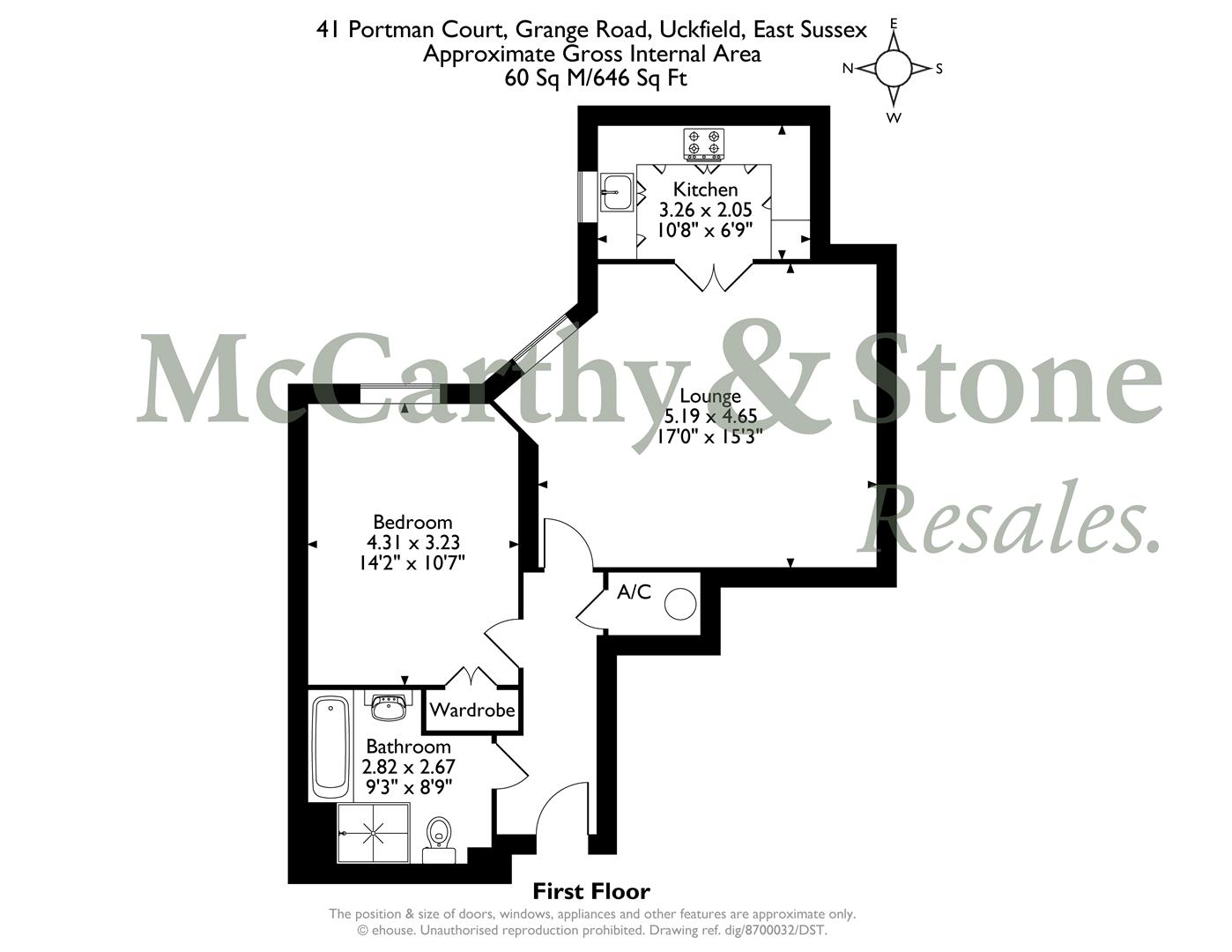 41 Portman Court, Grange Road, Uckfield floorplan