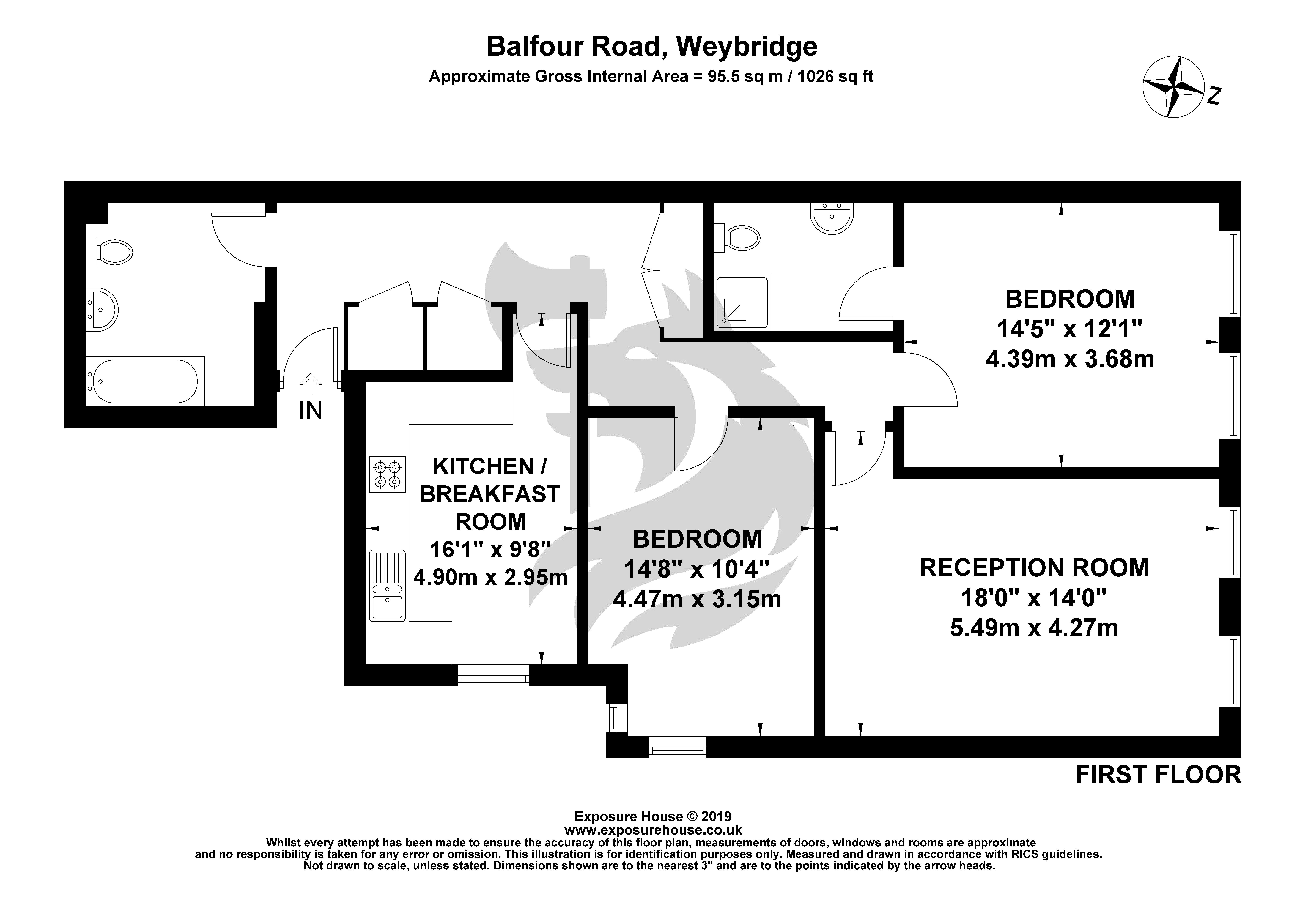 2 Bedrooms Flat to rent in Balfour Road, Weybridge, Surrey KT13