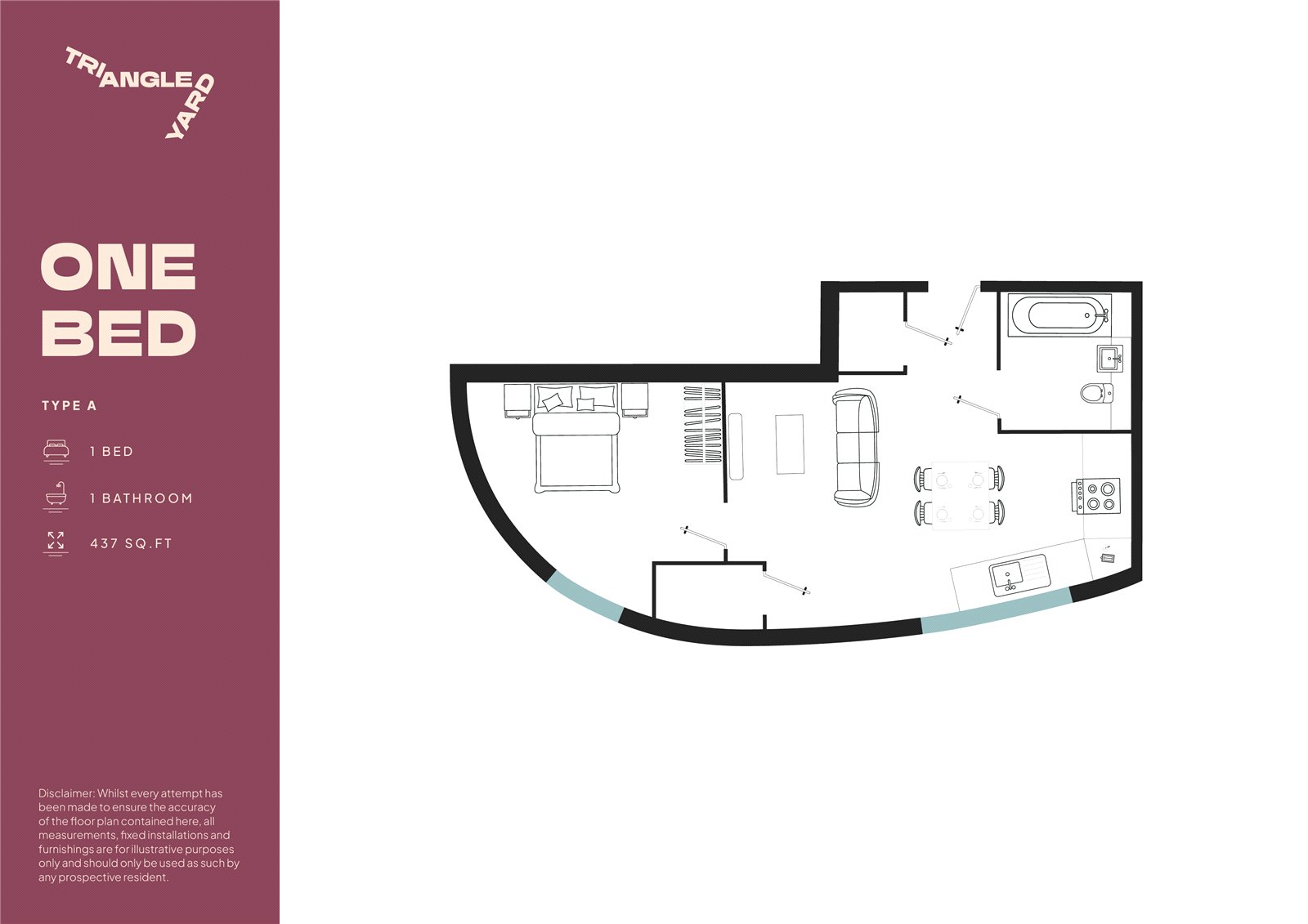 Triangle Yard (1 Bed), 14, Skinner Street, Leeds floorplan