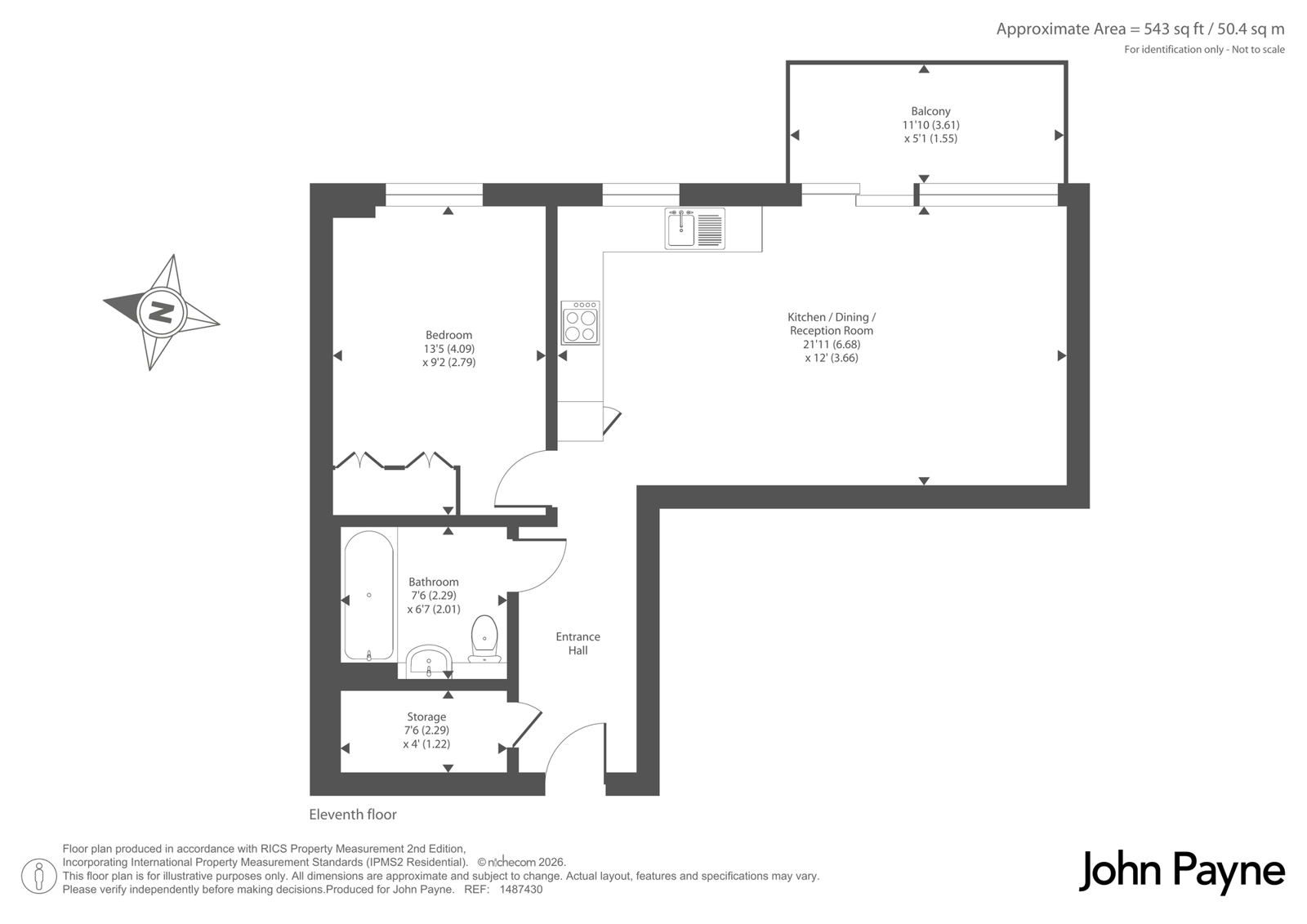 Flat 1105, Cobham House, 10, Pegler Square, London floorplan