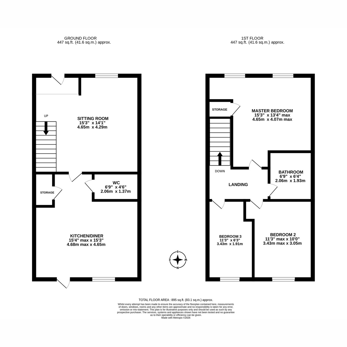 45*, Flint Close, Southam floorplan