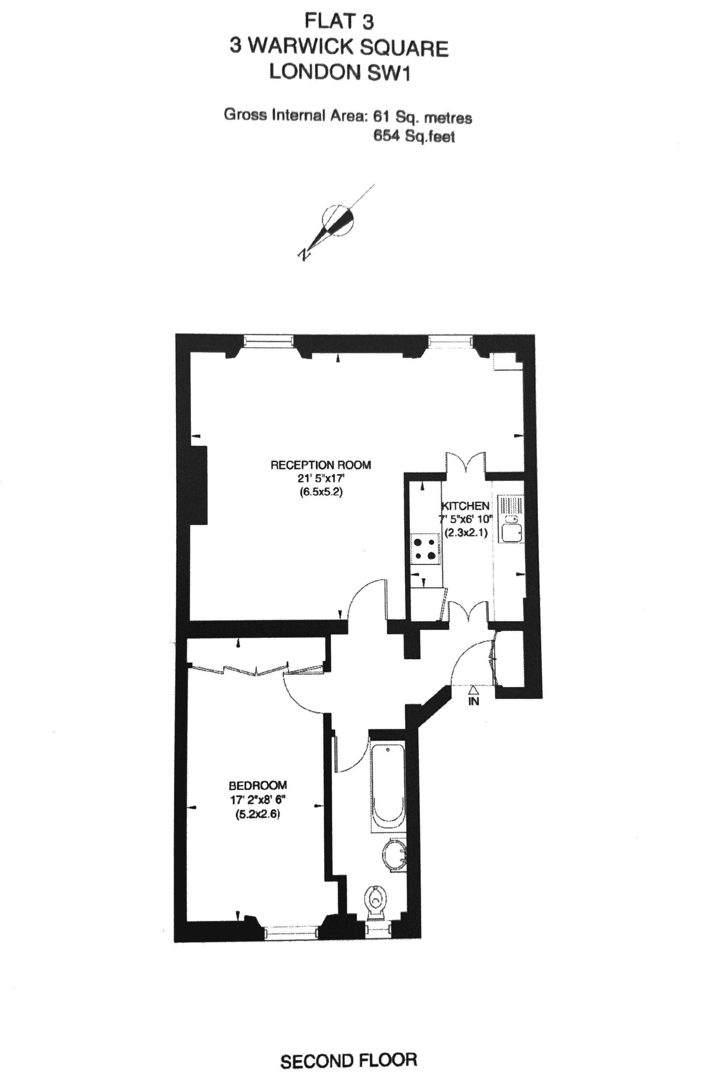 Flat D, 3 Warwick Square, Westminster floorplan