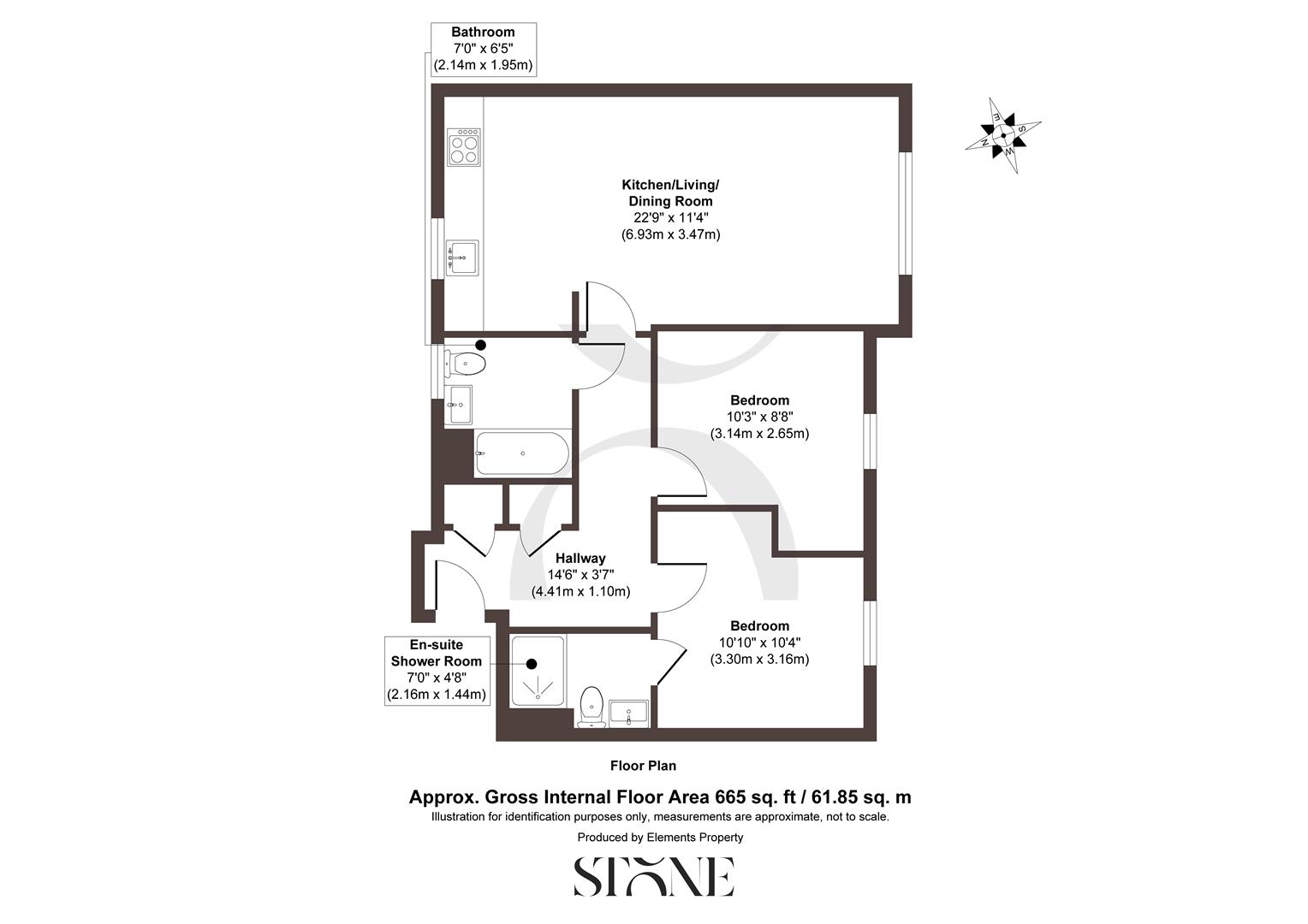 Flat 3, 88, Skylark Avenue, Peacehaven floorplan