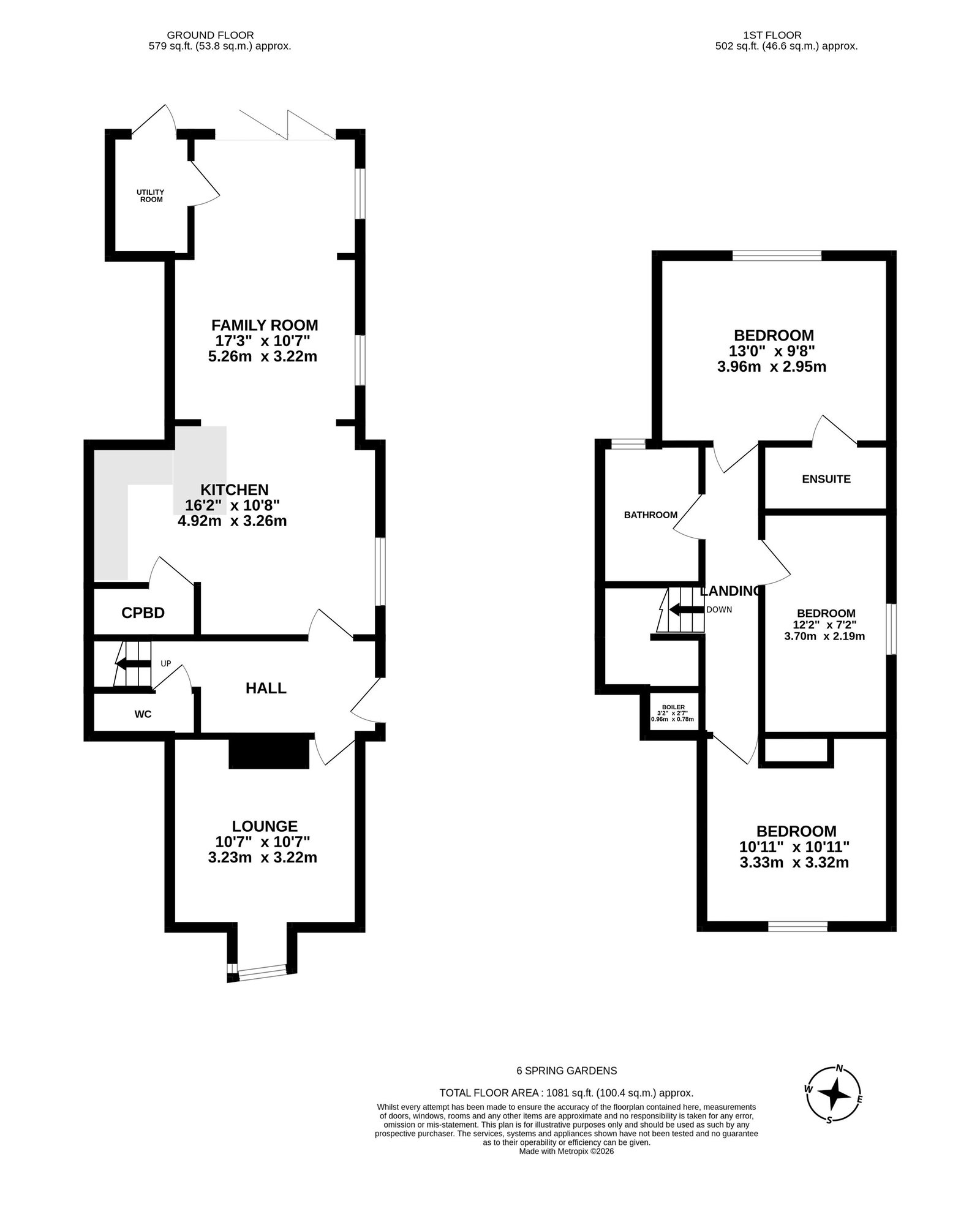 6, Spring Gardens, Malvern floorplan