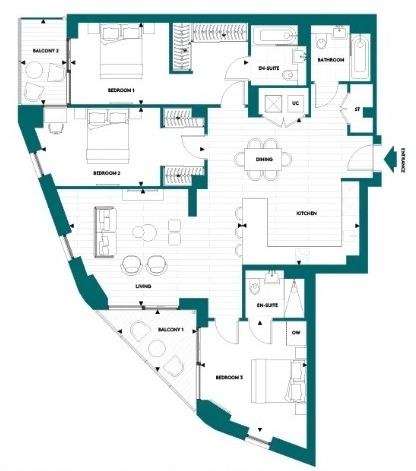 D.10.03 Regents View 80, Pritchards Road, London floorplan