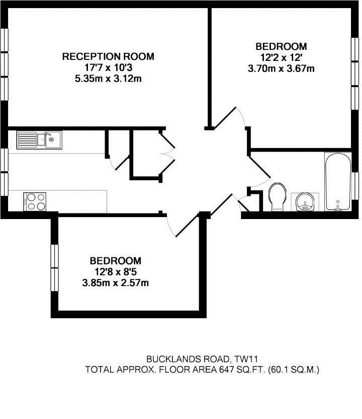 2 Bedrooms Flat to rent in Bucklands Road, Teddington TW11