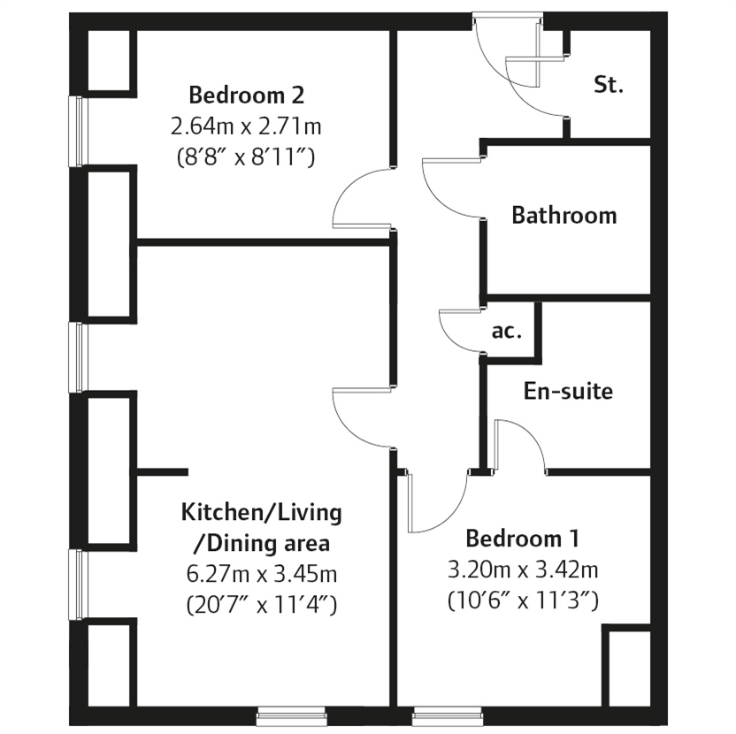 2 Bedrooms Flat for sale in 