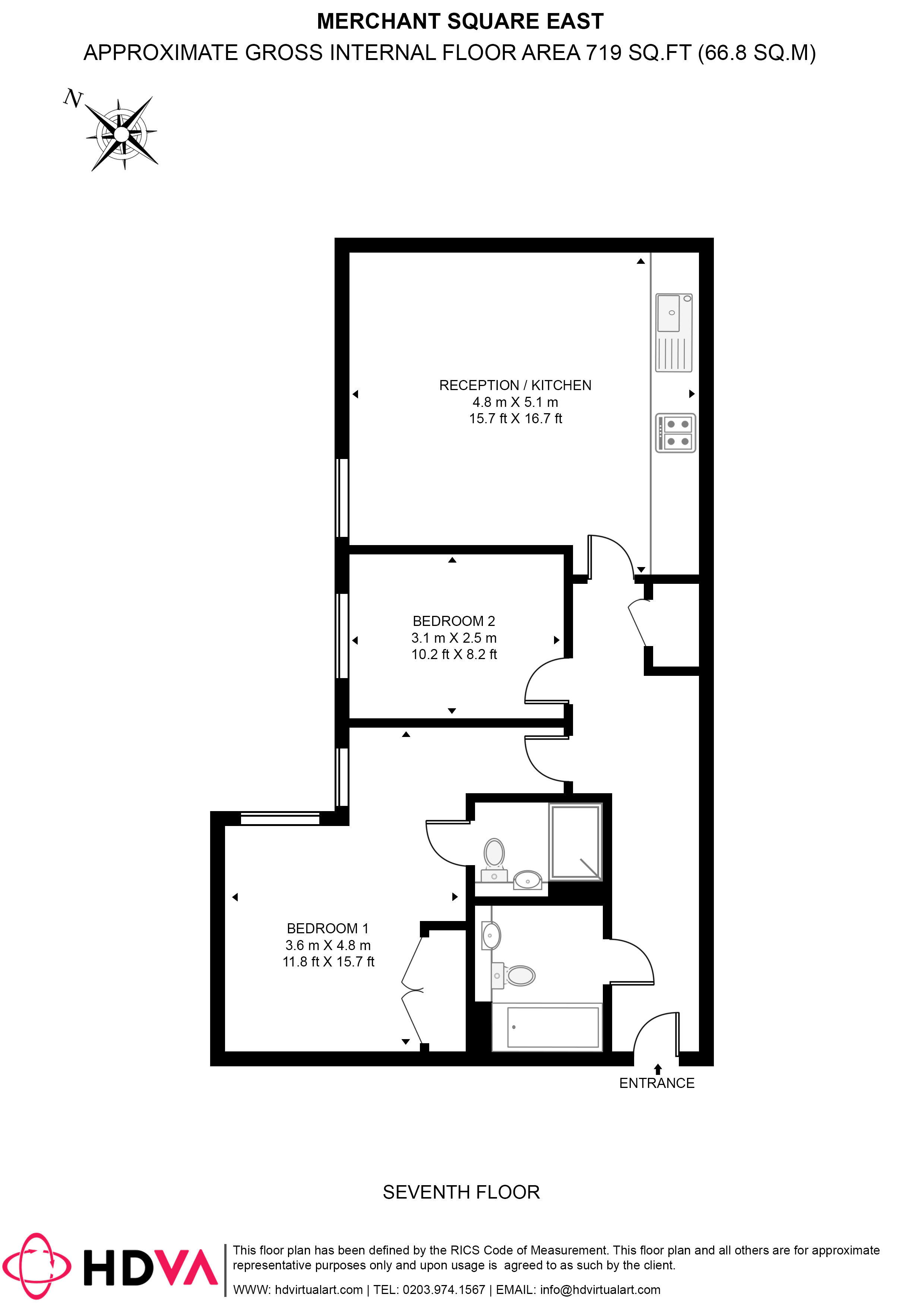 Apartment, 701, 4, Merchant Square East, London floorplan