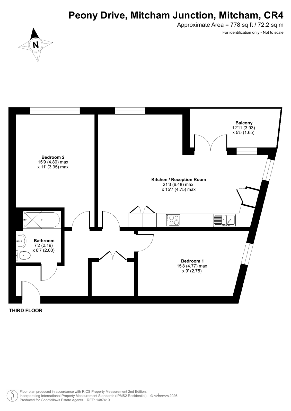 Flat 25, Montbretia House, 2, Peony Drive, Mitcham floorplan