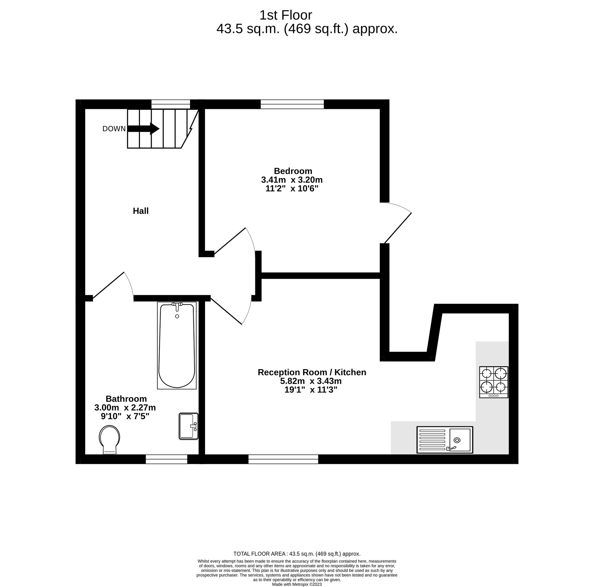 Flat 1 57-61 High Street, Ewell, Epsom floorplan