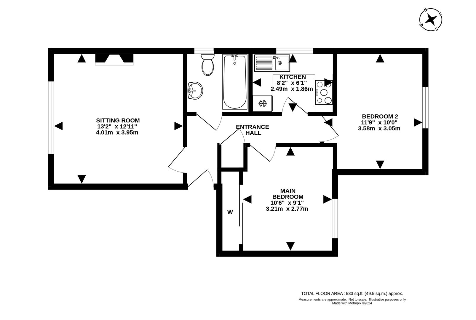 Flat 1 Tower Court, 1 Tower Road, Tadworth floorplan