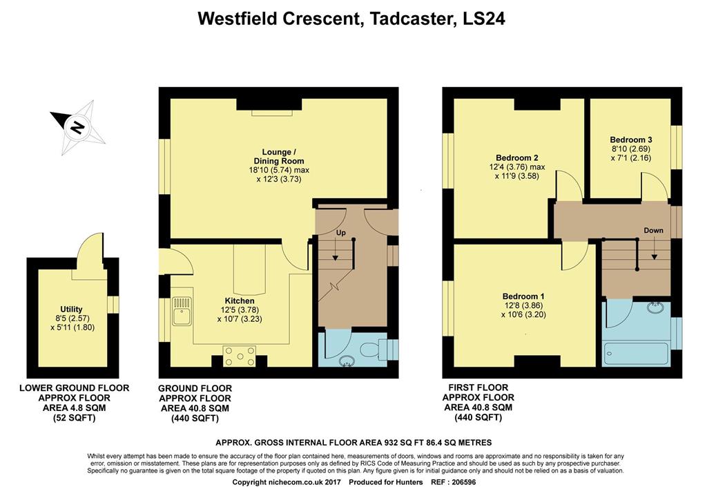 3 Bedrooms Terraced house for sale in Westfield Crescent, Tadcaster, North Yorkshire LS24