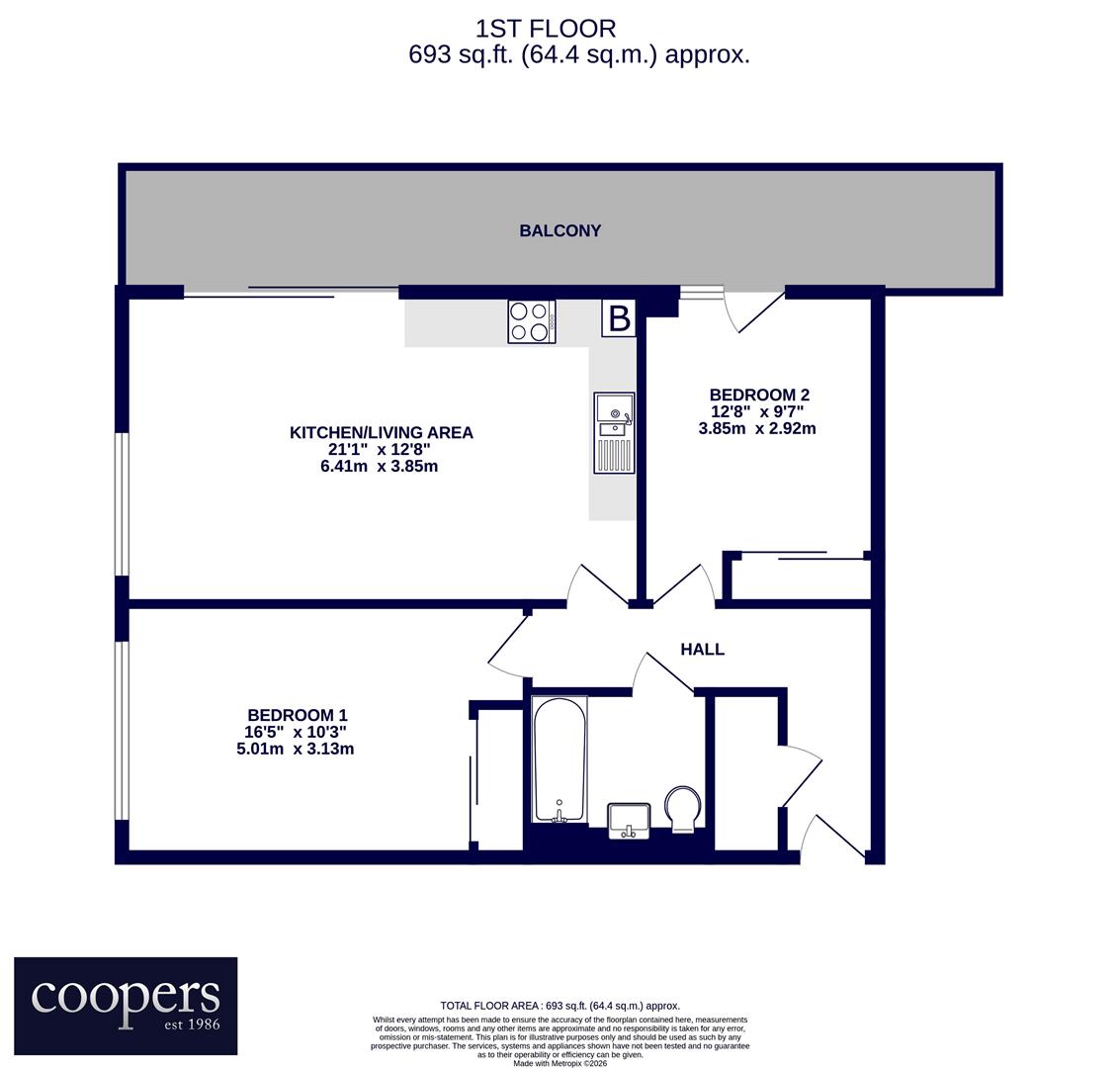 Flat 32, Miles House, Stanley Kubrick Road, Denham floorplan