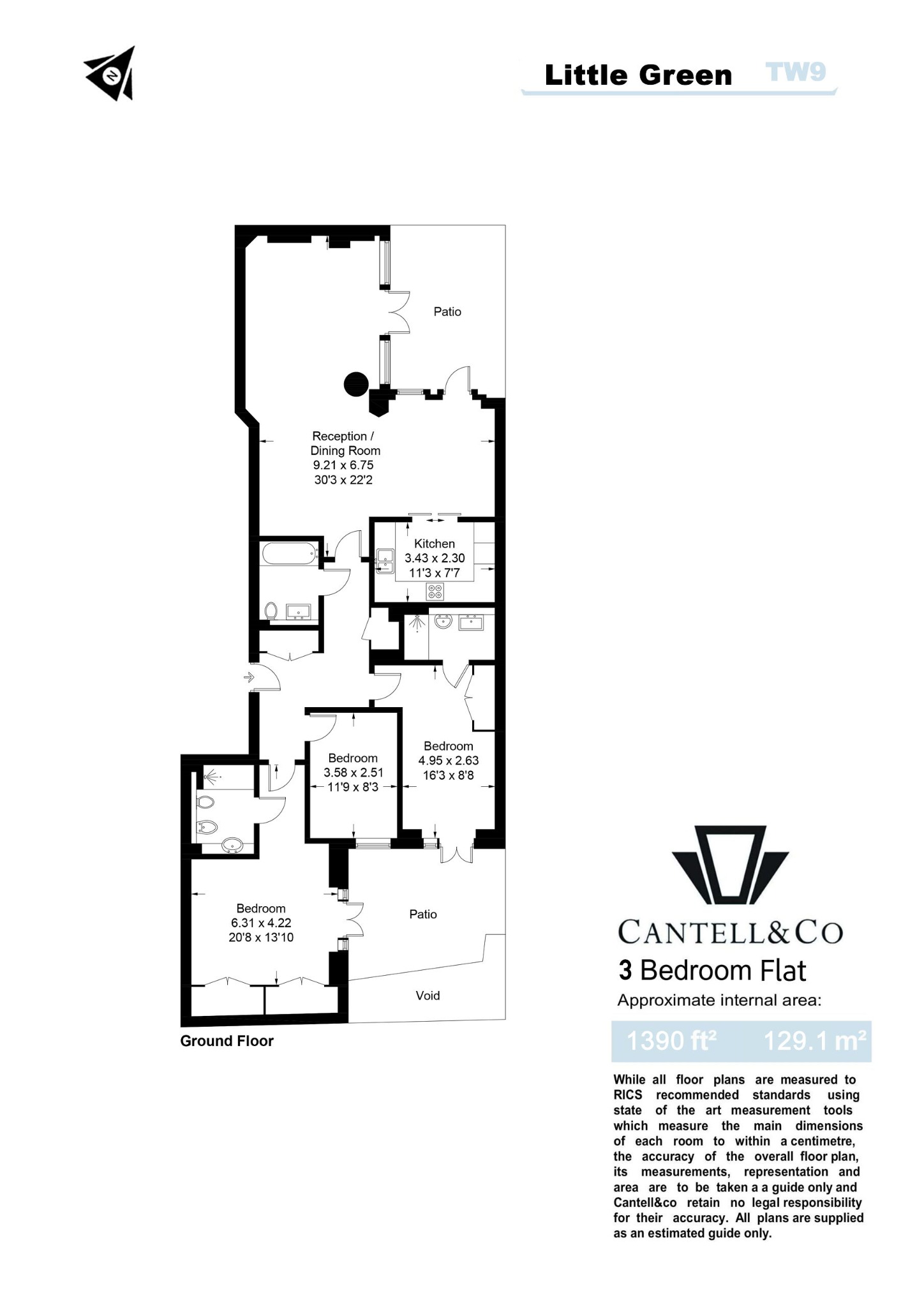 Flat 1, 4 Little Green, Richmond floorplan