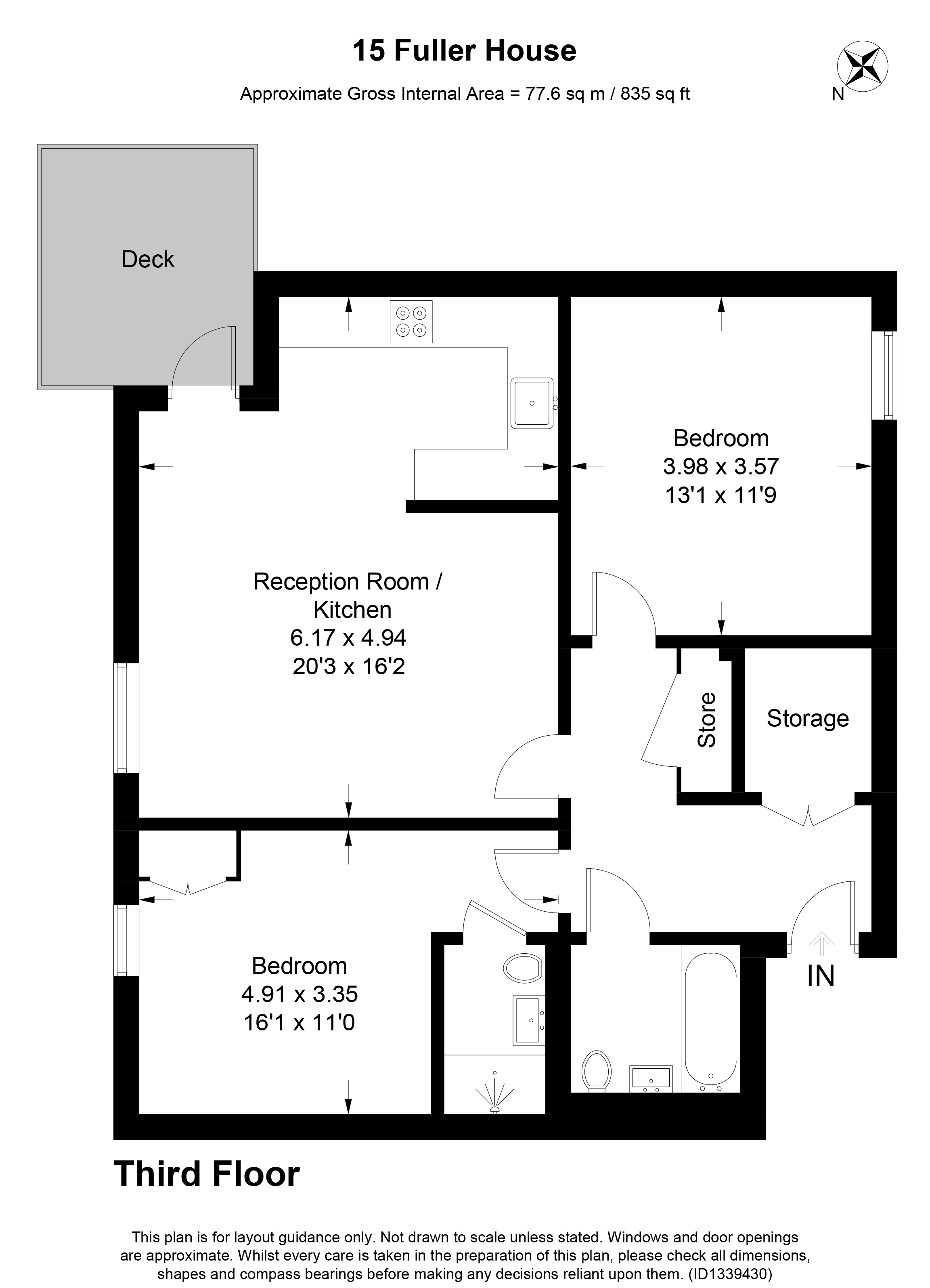 Flat 15, Fuller House, 1, Broadash Close, London floorplan