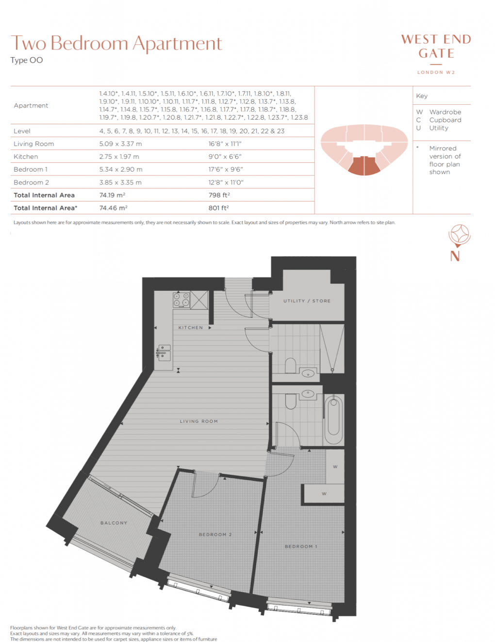 Apartment 1401, Westmark Tower, London floorplan