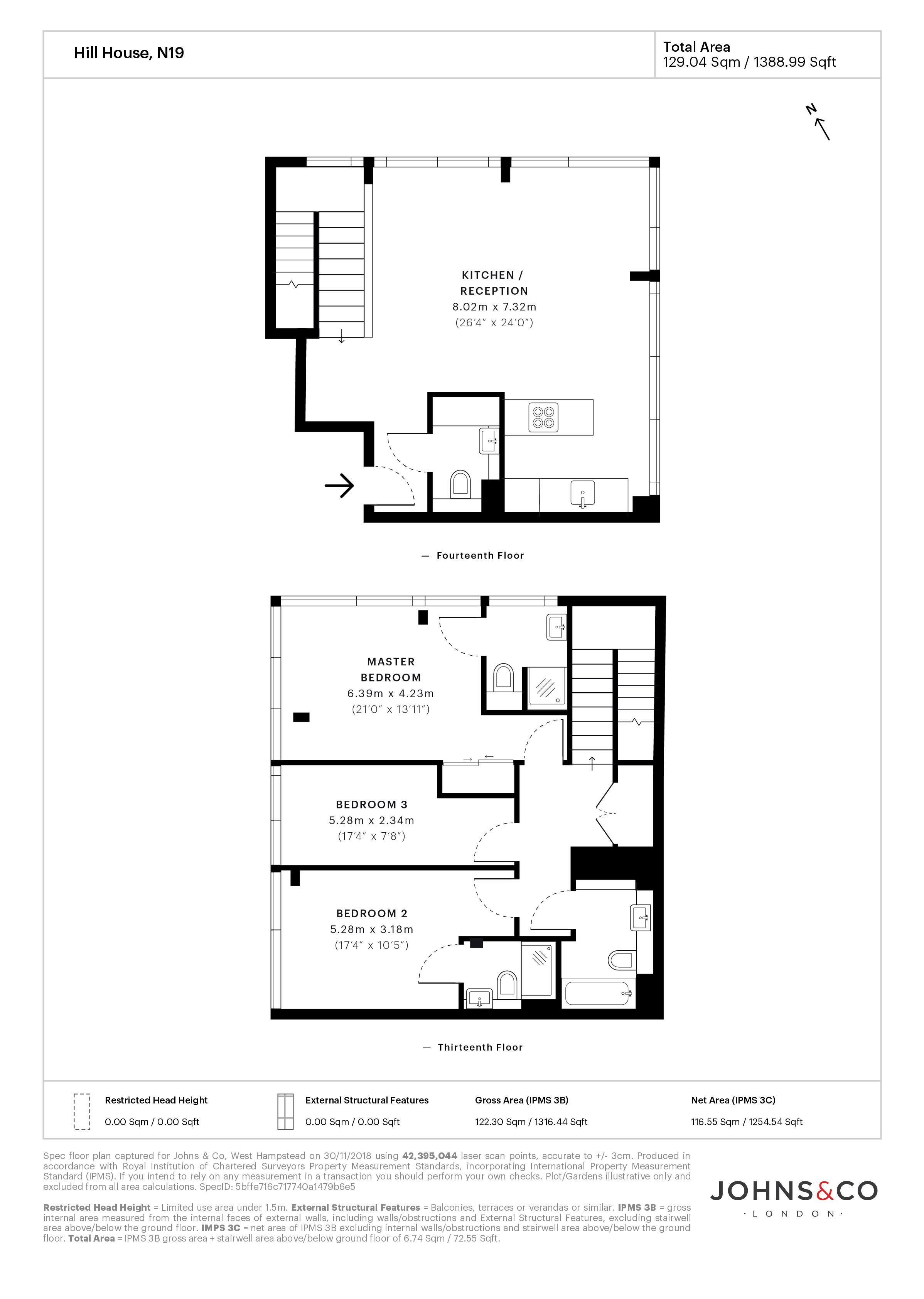 3 Bedrooms Flat to rent in Hill House, Archway, London N19