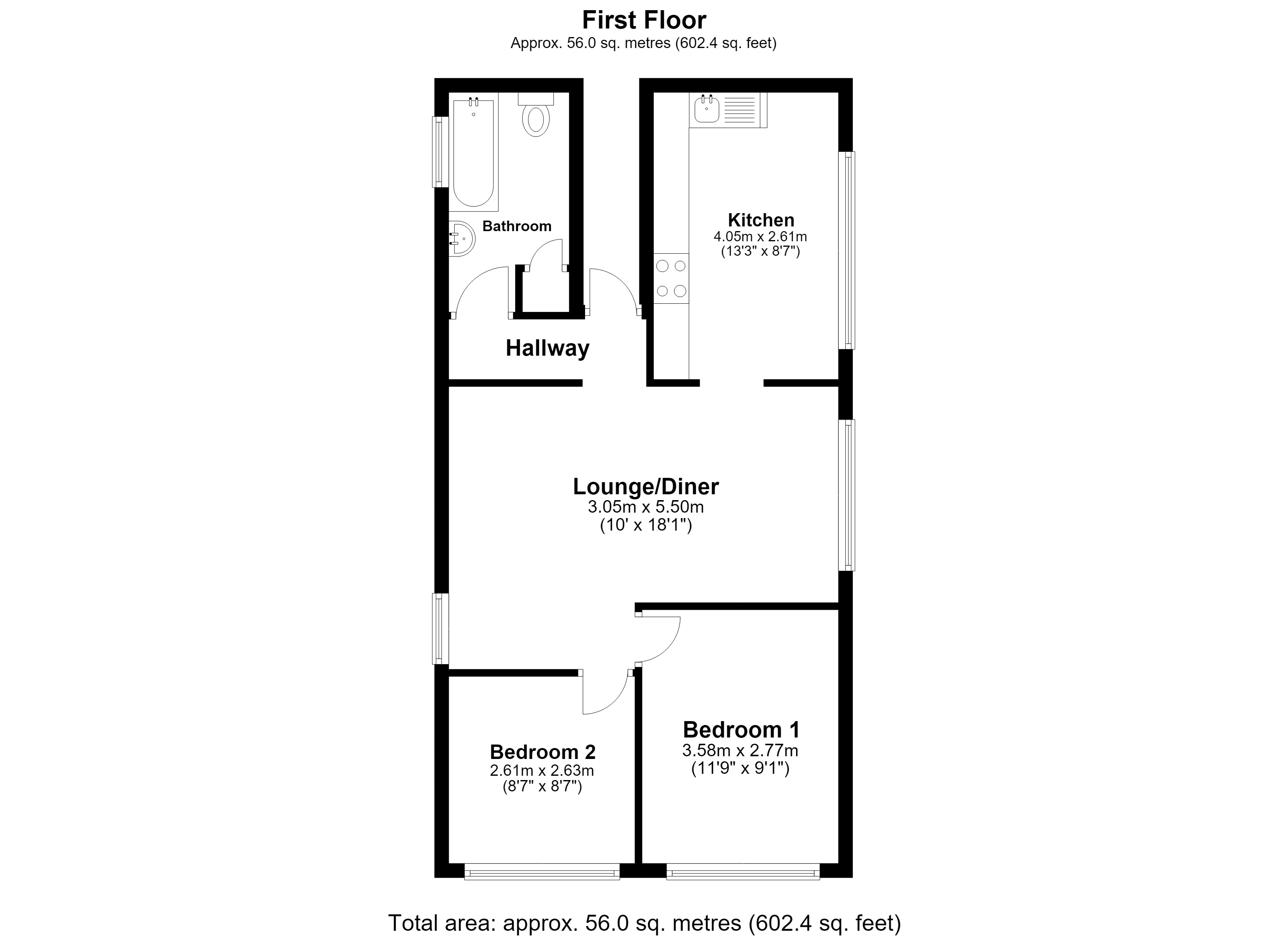 The Flat, Copthorne Social Club, Copthorne Bank, Crawley floorplan