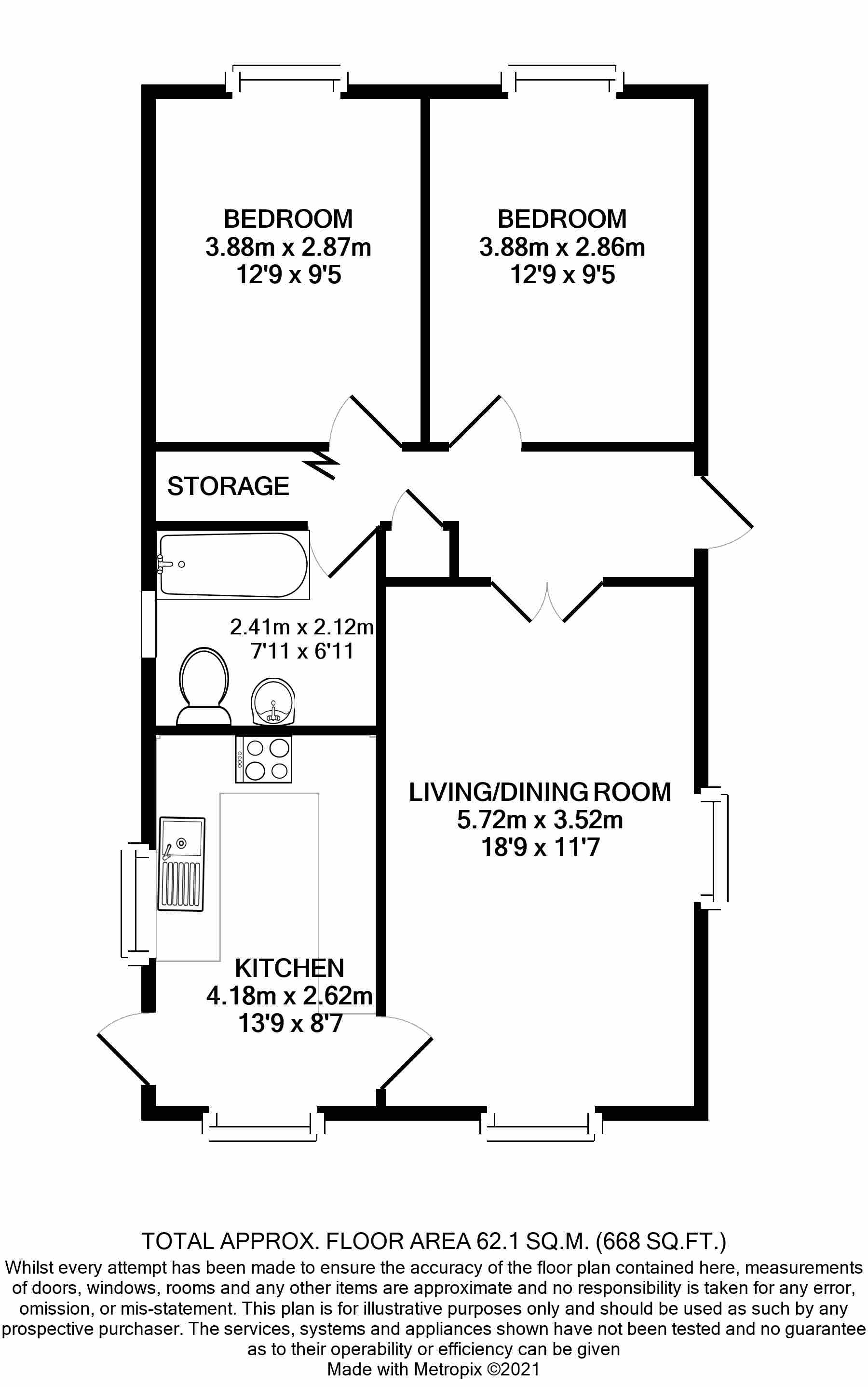 The Crescent, Penton Park, Chertsey KT16, 2 bedroom bungalow for sale