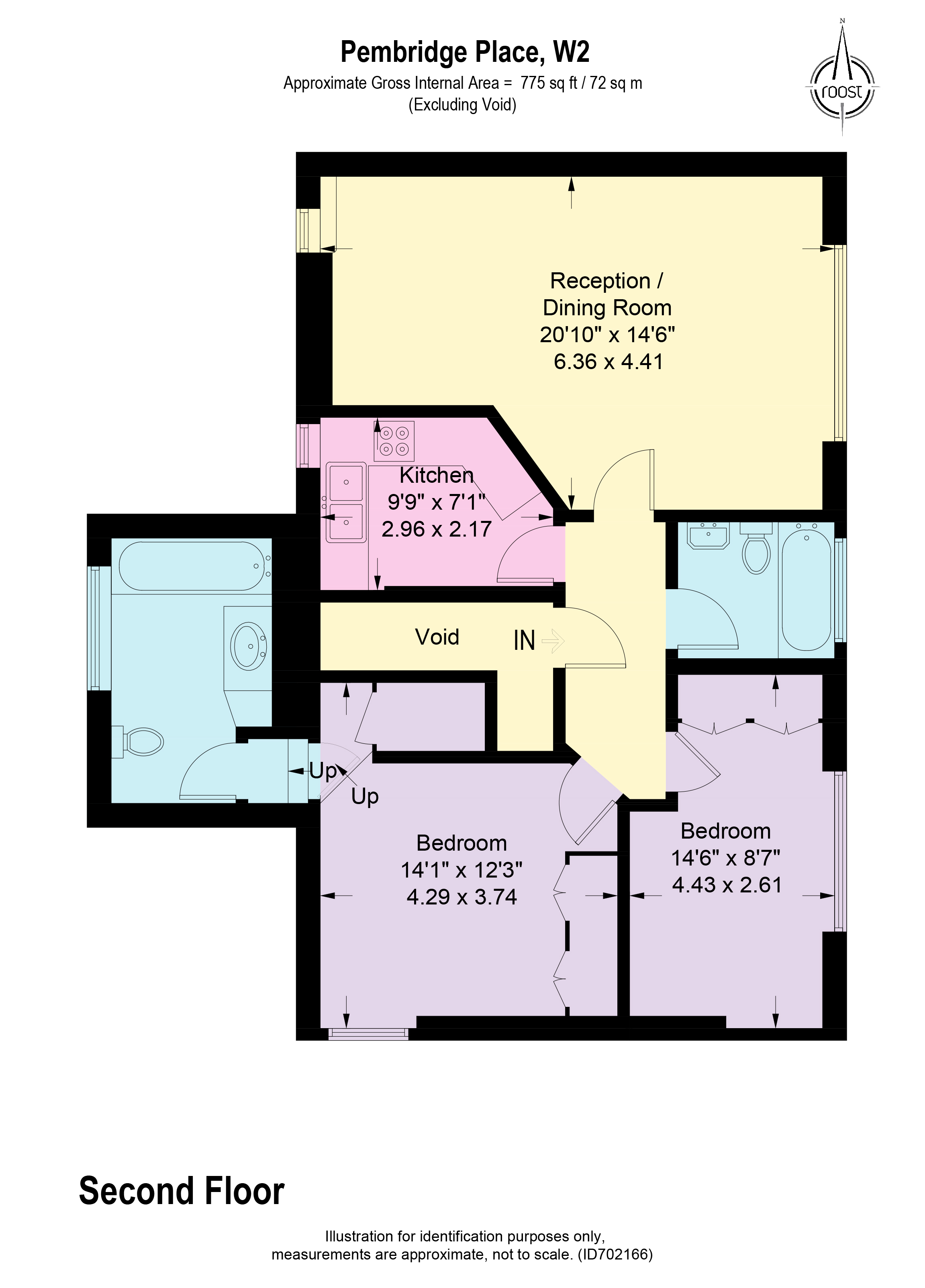 Second Floor Flat, 18, Pembridge Place, London floorplan