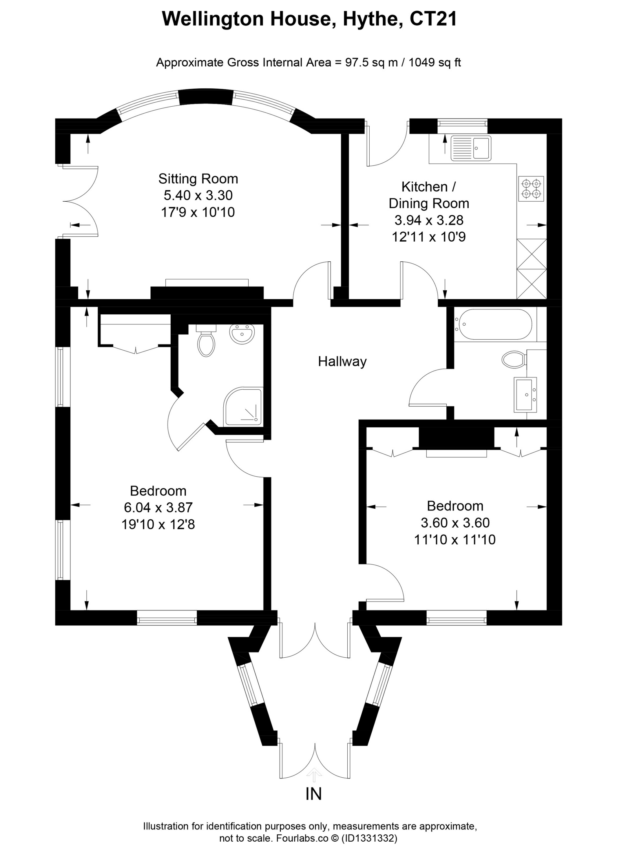 Flat 1 Wellington House 51, Seabrook Road, Hythe floorplan