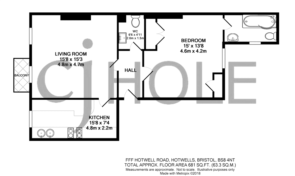 1 Bedrooms Flat to rent in Hotwell Road, Bristol, Somerset BS8