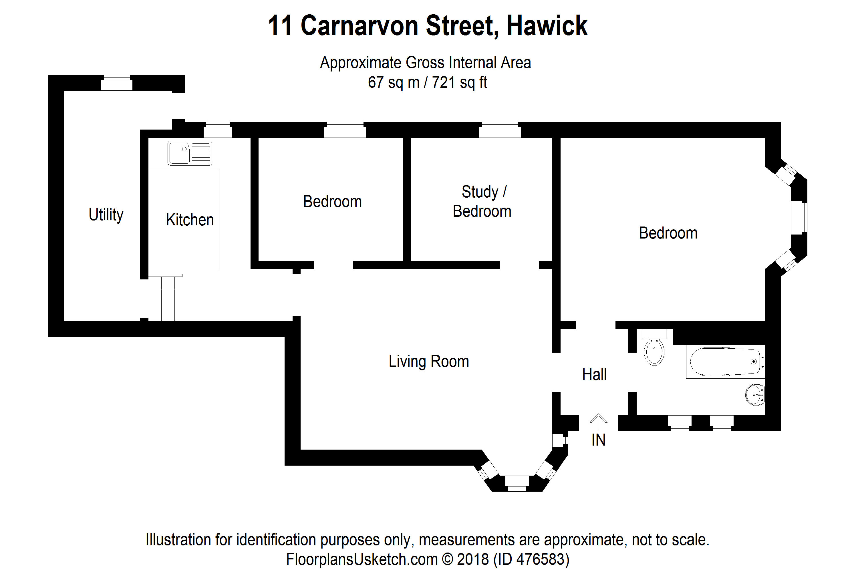 3 Bedrooms Terraced bungalow for sale in 11 Carnarvon Street, Hawick TD9