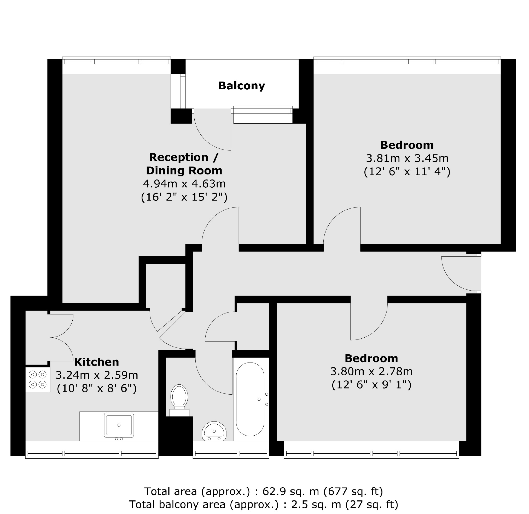 Flat 5, Denny House, Belgrade Road, Hampton floorplan
