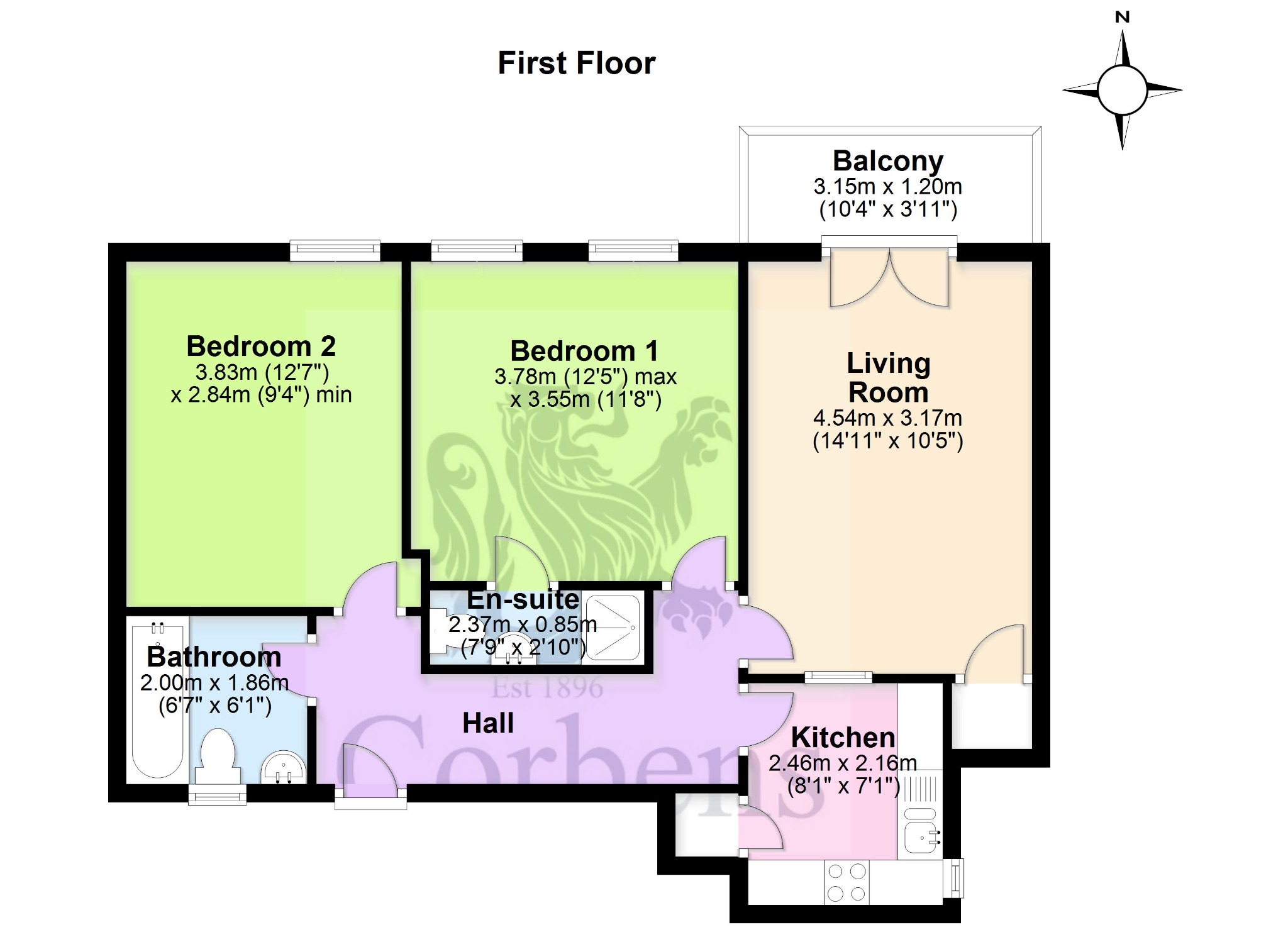Flat 6 Rhys Court, Highcliffe Road, Swanage floorplan