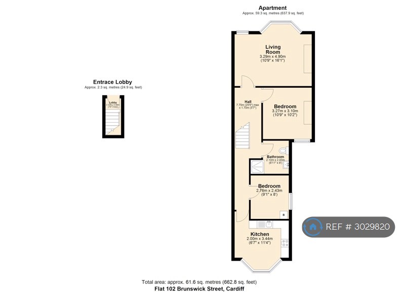 Top Flat  Brunswick Street, Canton, Cardiff floorplan