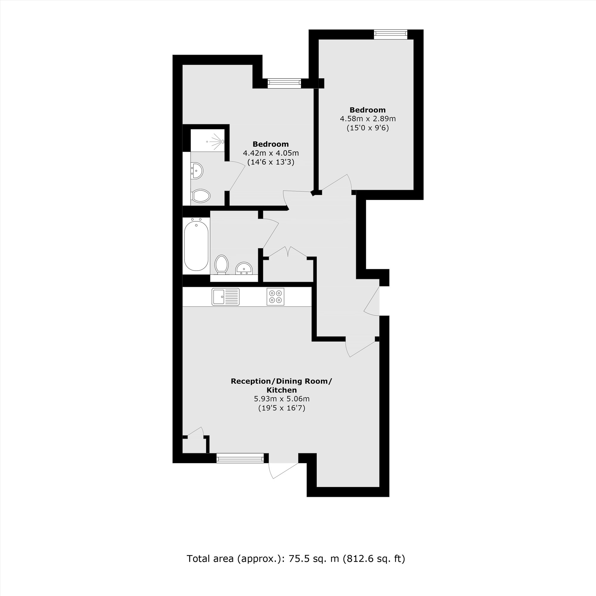 Flat 21 Red Lion Court, 1B, The Broadway, Greenford floorplan