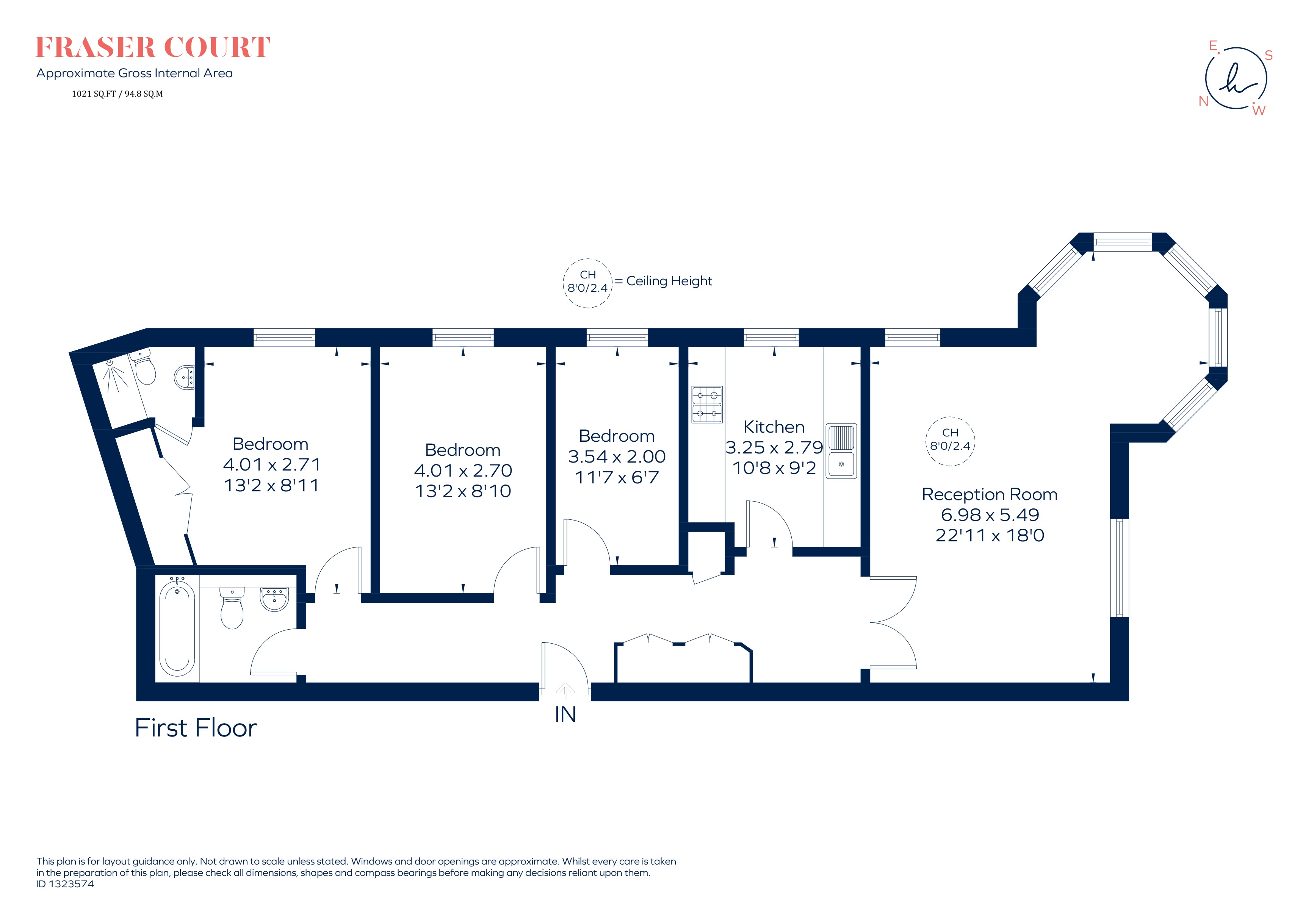 Flat 5, Fraser Court, 1, Brockham Street, London floorplan