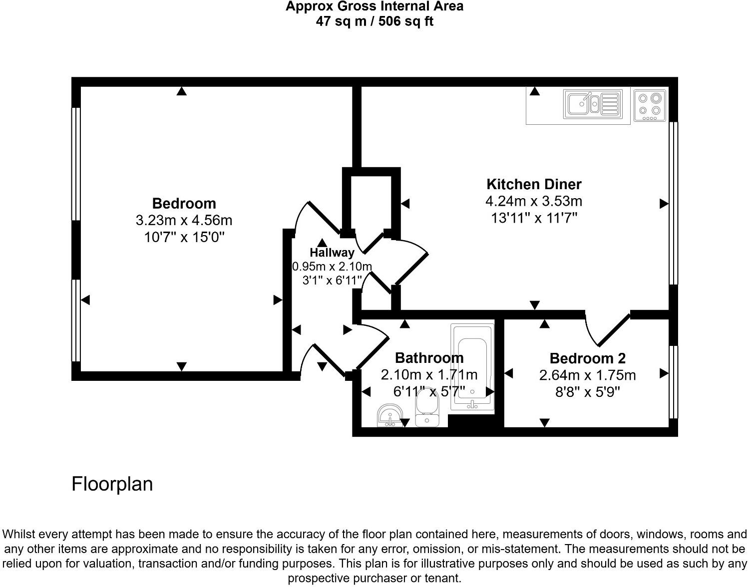 Flat 354B, Kingston Road, Flat 354B, Kingston Road, Epsom floorplan