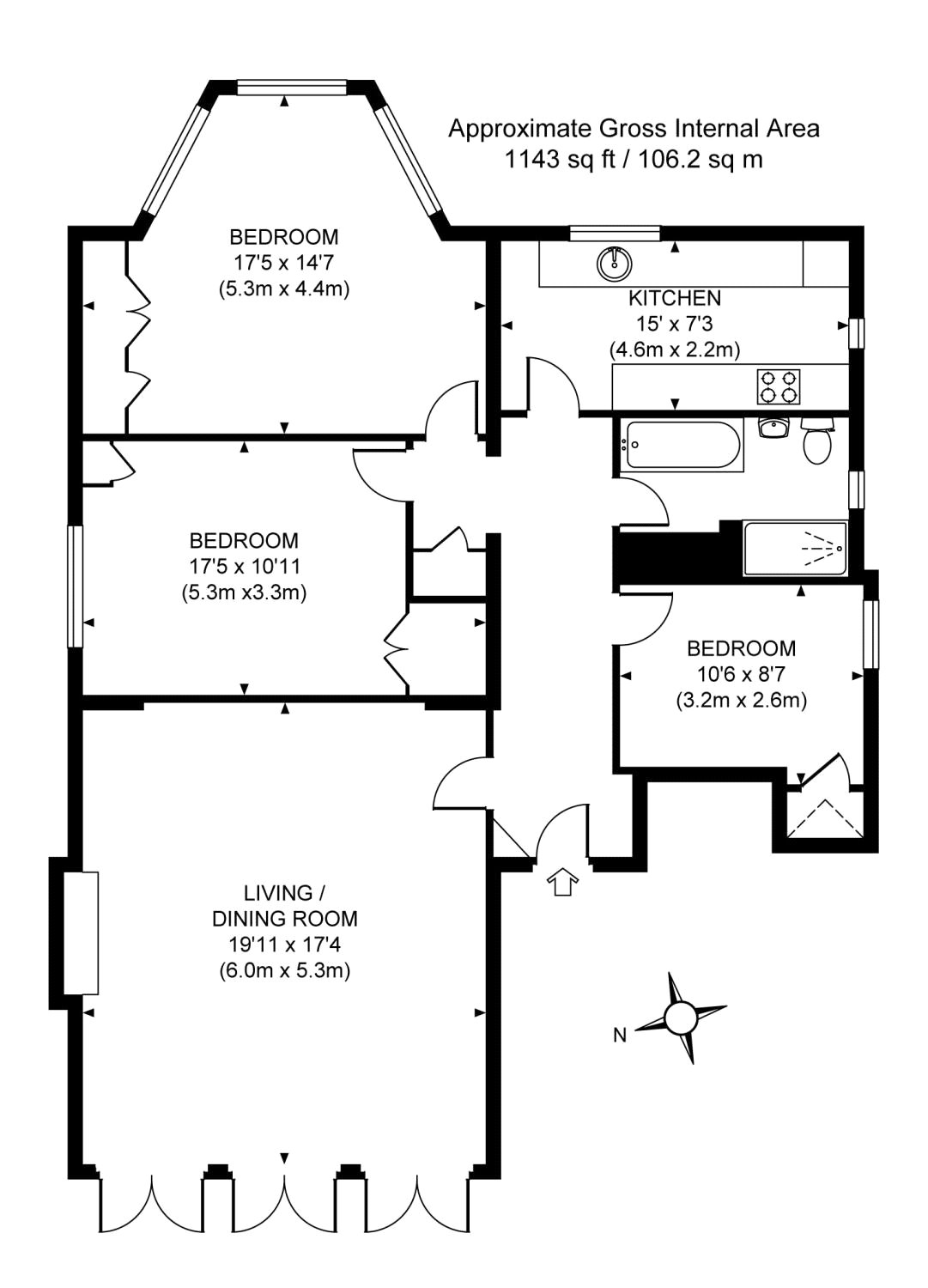 3 Bedrooms Flat to rent in Wilbury Road, Hove, East Sussex BN3