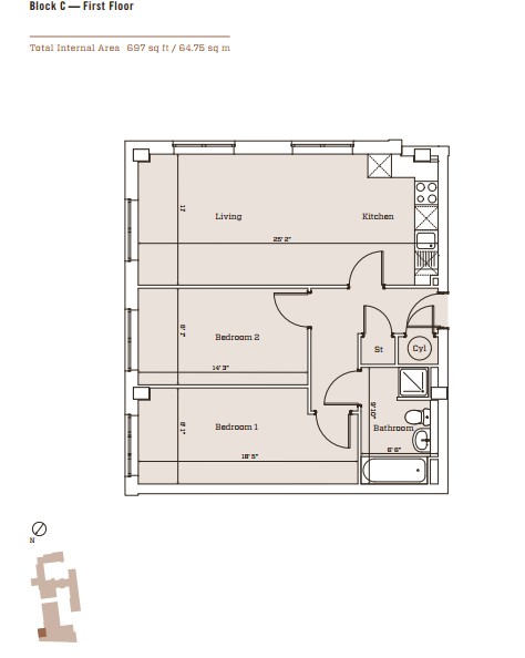 25 Metalworks Apartments, 93, Warstone Lane, Birmingham floorplan