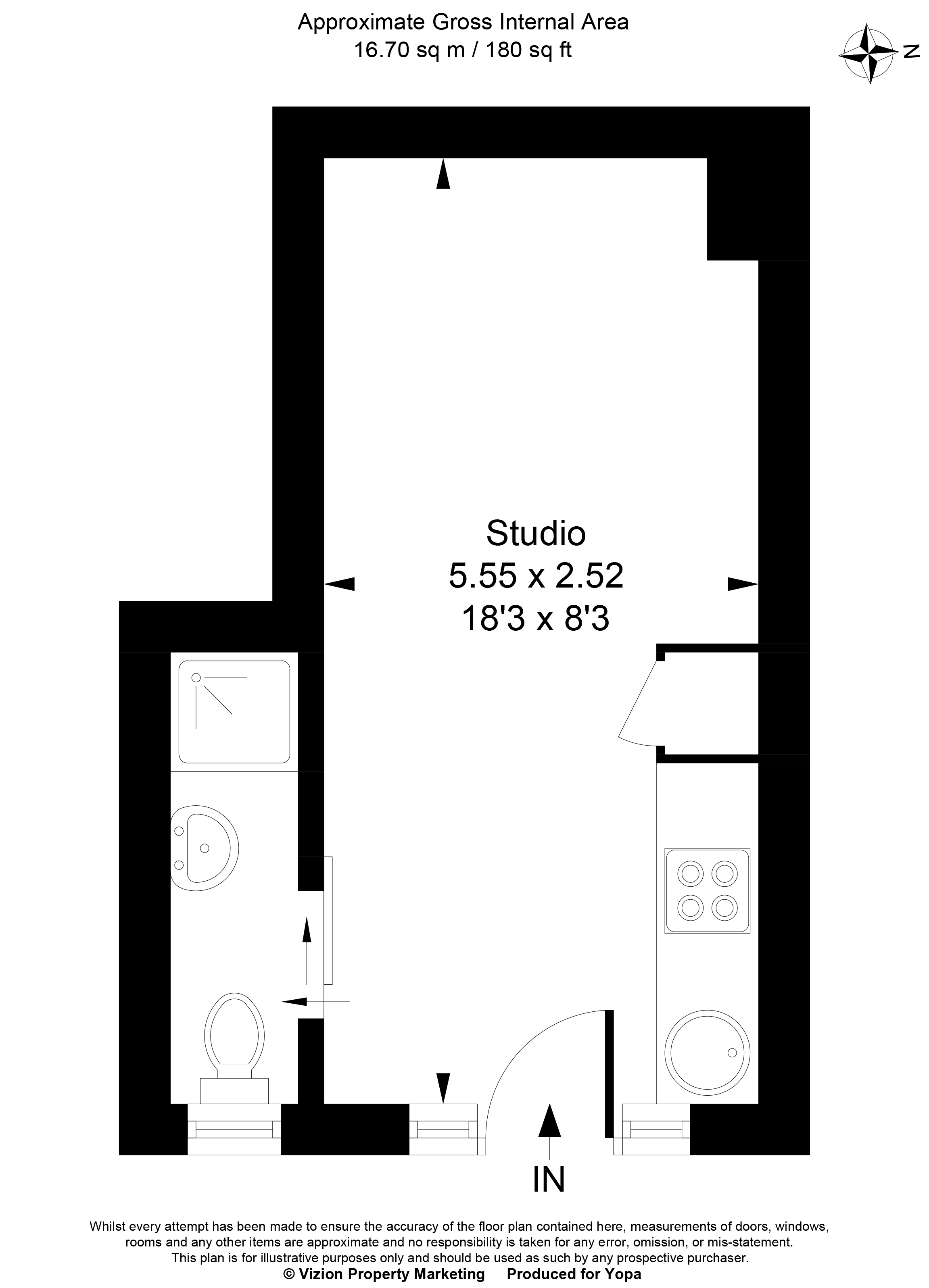 Studio Flat 2, 63, Gunnersbury Avenue, London floorplan