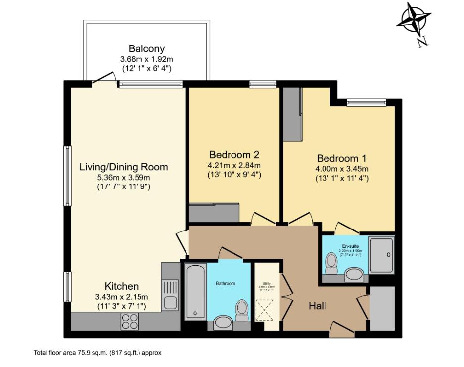 Flat 9 Fritillary Apartments, 5, Harewood Avenue, Millbrook Park, NW7, London floorplan