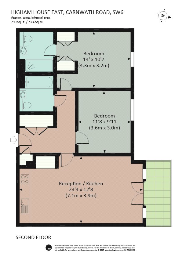 2 Bedrooms Flat for sale in Higham House East, 100 Carnwath Road, London SW6