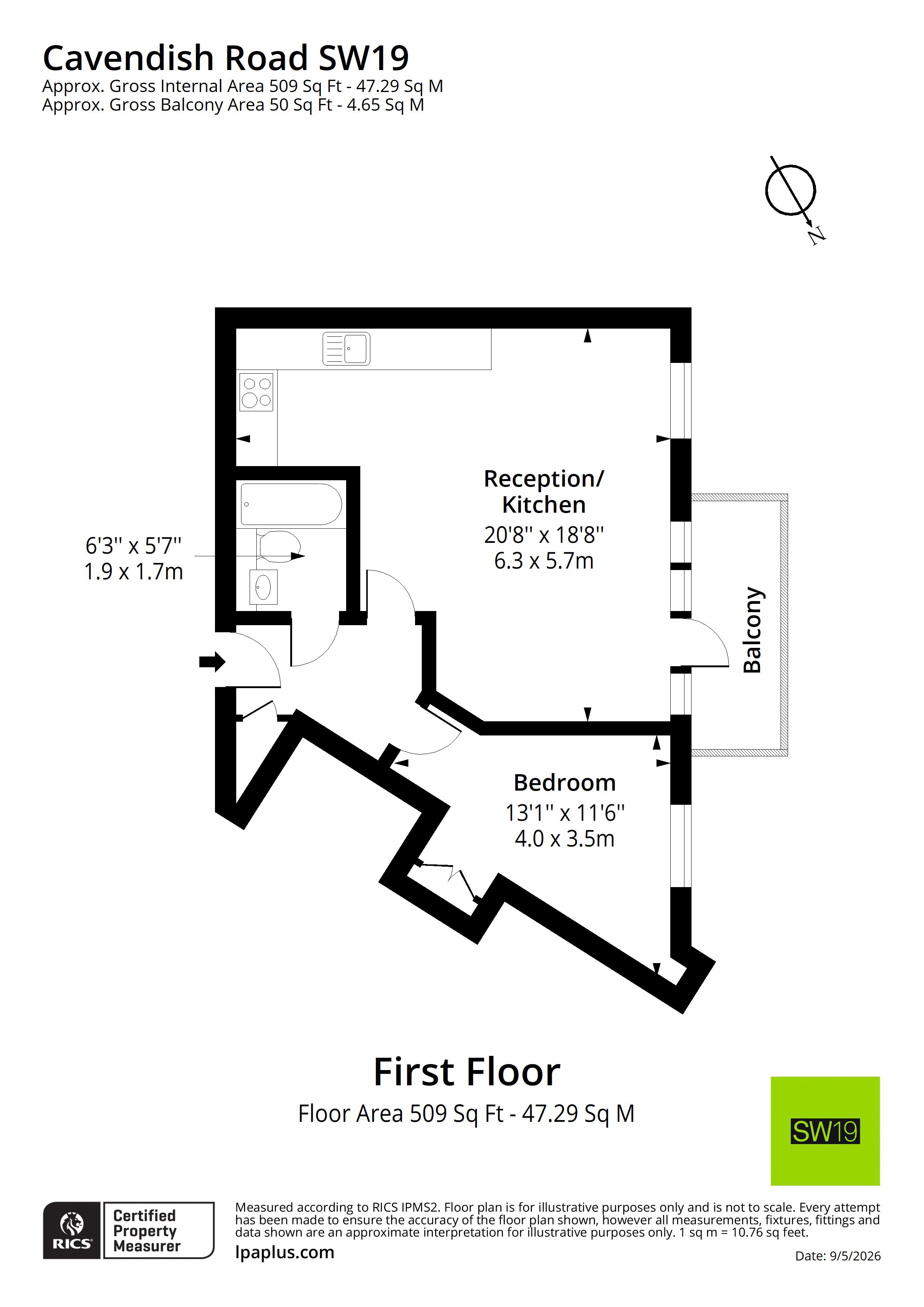 Flat 5, 2C, Cavendish Road, London floorplan
