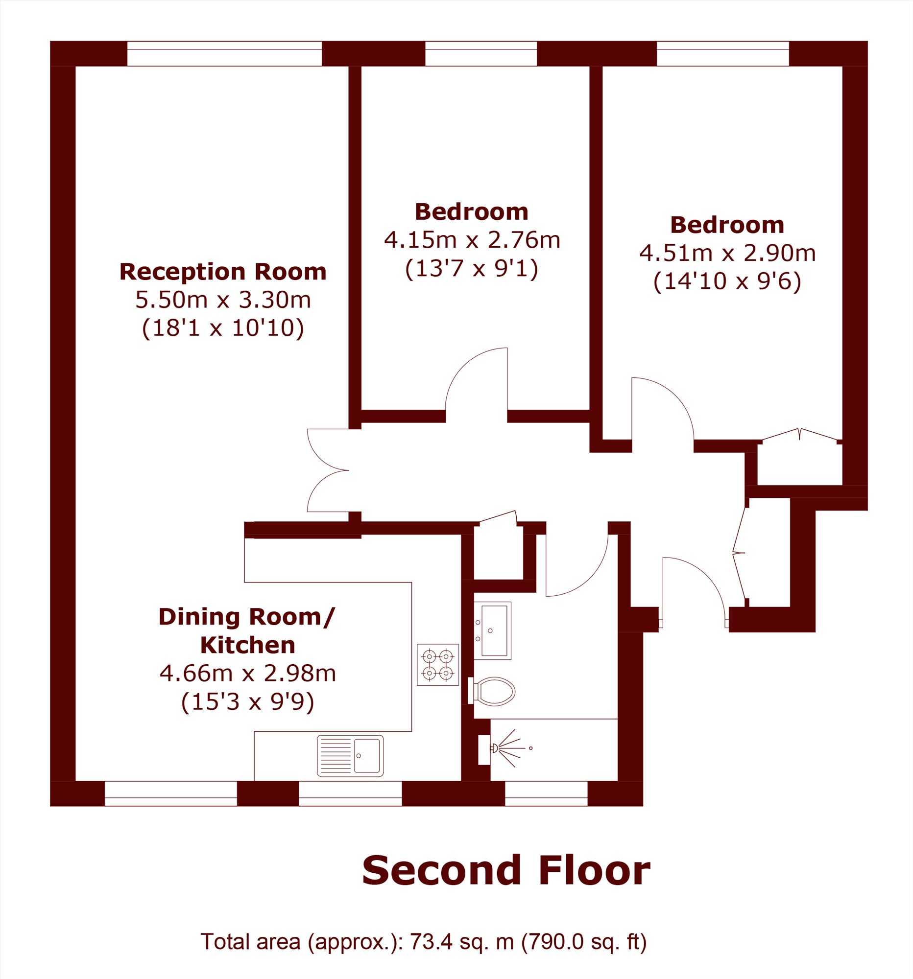 Flat 6, Parkside House, High Street Wimbledon, London floorplan